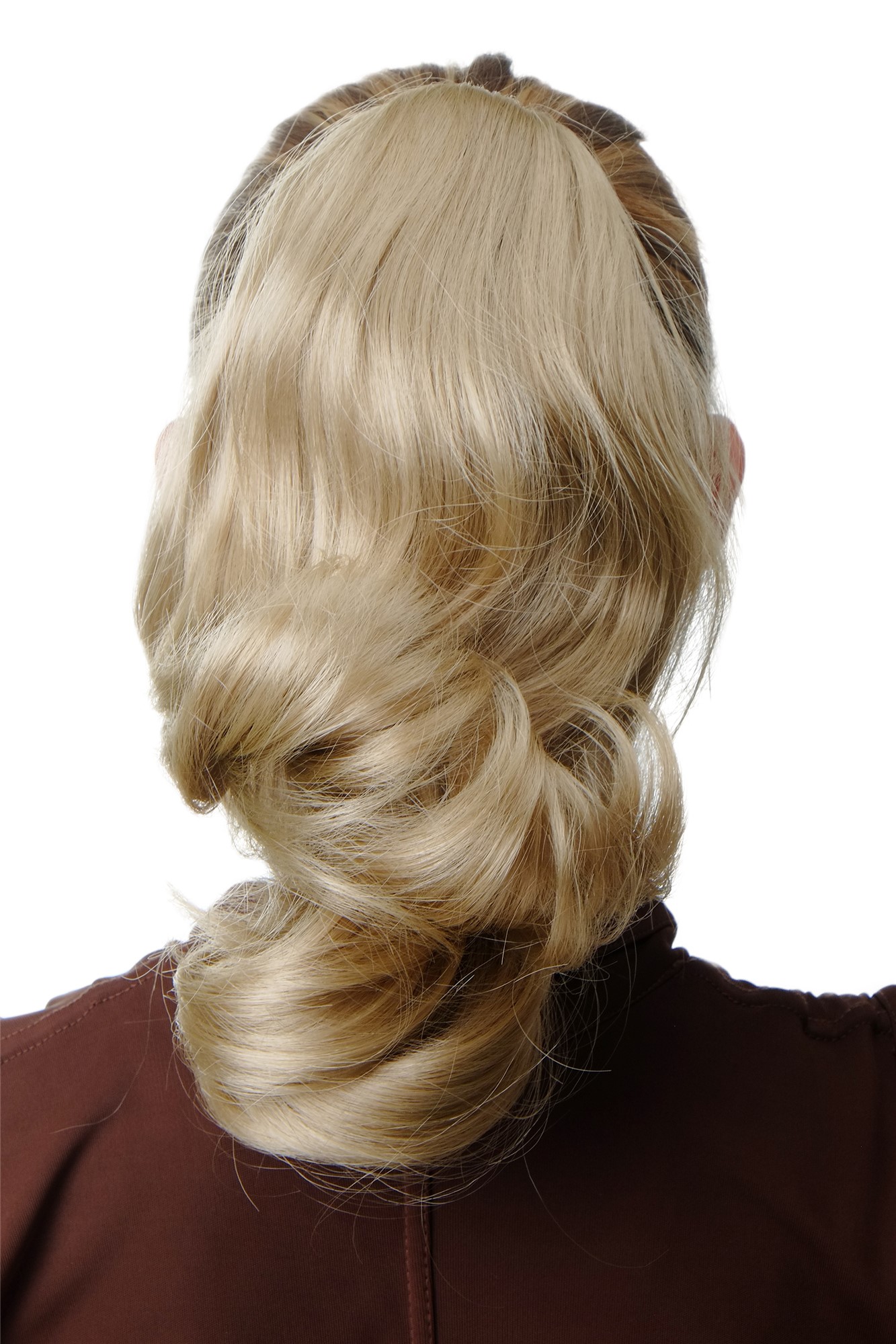 hochwertiger Zopf Haarteil gewellt voluminös Hellblond SA04-202, Vorderansicht, WIG ME UP: Ihr Perücken Online Shop welliges Zopf-Haarteil Blond 30 cm lang