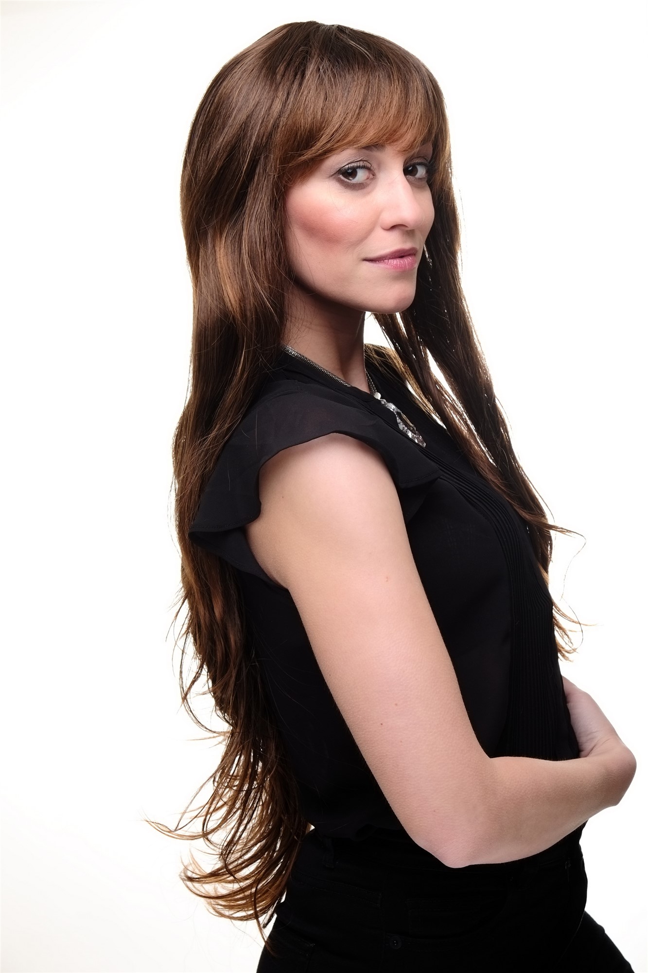 hochwertige Qualitätsperücken, Lange natürliche Damen Perücke gewellt natürlicher Braun-Mix 6311-2T30, Ansicht 3, WIG ME UP: Ihr Perücken Online Shop wellige Tressen-Perücke mit Kopfhaut-Imitat Schwarzbraun-Kupferbraun-Mix sehr lange Haare für Damen