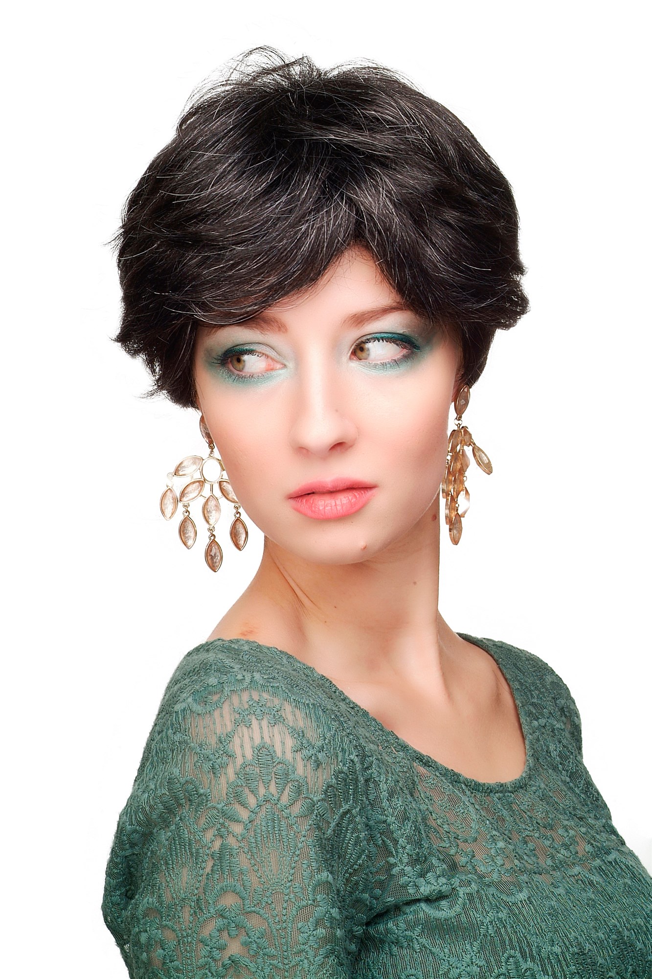 CM-37-280 Lady  Wig classic short distinguished style black mottled grey dark gray, view 3, WIG ME UP: Your Perücken Online Shop Quality Wigs, Ladies, dark gray, wavy, short