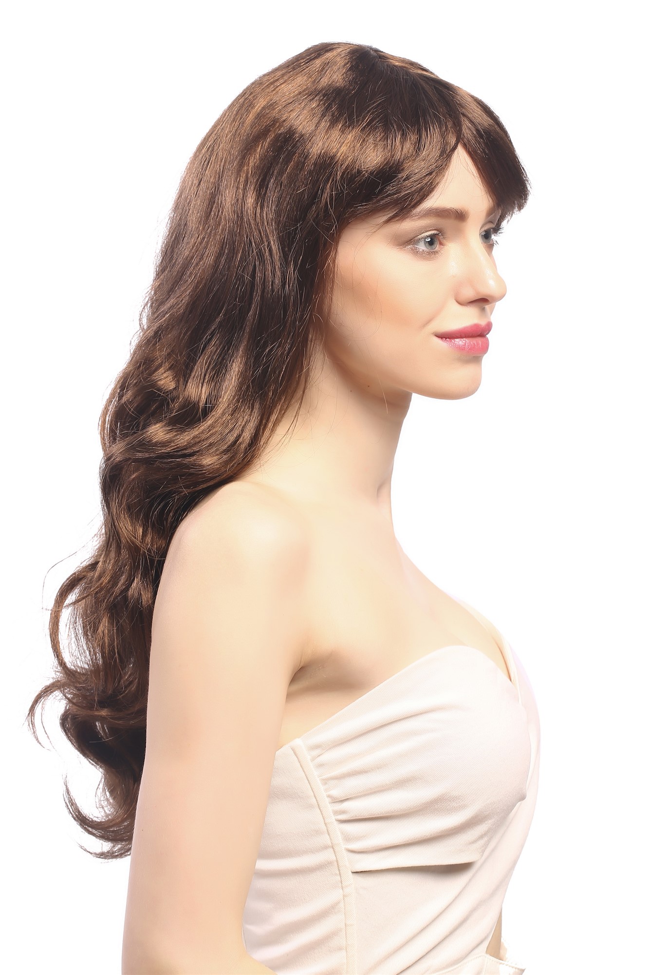 günstige Party Perücke, Perücke Braun Wellig Glamourös 91164-ZA30A-ZA2, Ansicht 4, WIG ME UP: Ihr Perücken Online Shop wellige Party Perücke Braun lange Haare für Damen