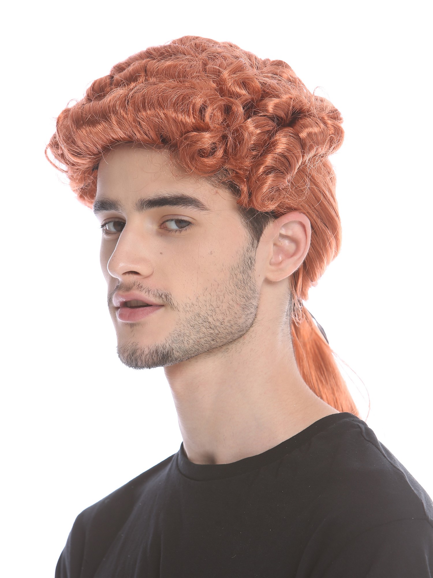 Party wig men baroque Lord Judge Poet Noble red curls ponytail  DH1126, front view, WIG ME UP: Your Perücken Online Shop Party Wig, Men, Red, curled, shoulder-length