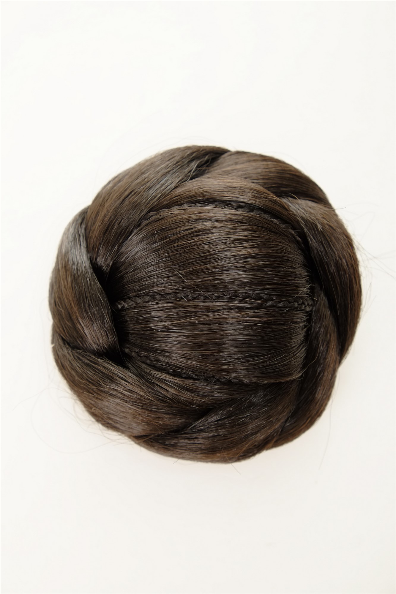 Dutt Haarknoten aufwendig geflochten Schwarzbraun N672-2, Ansicht 3, WIG ME UP: Ihr Perücken Online Shop geflochtener Dutt Haarteil Schwarzbraun
