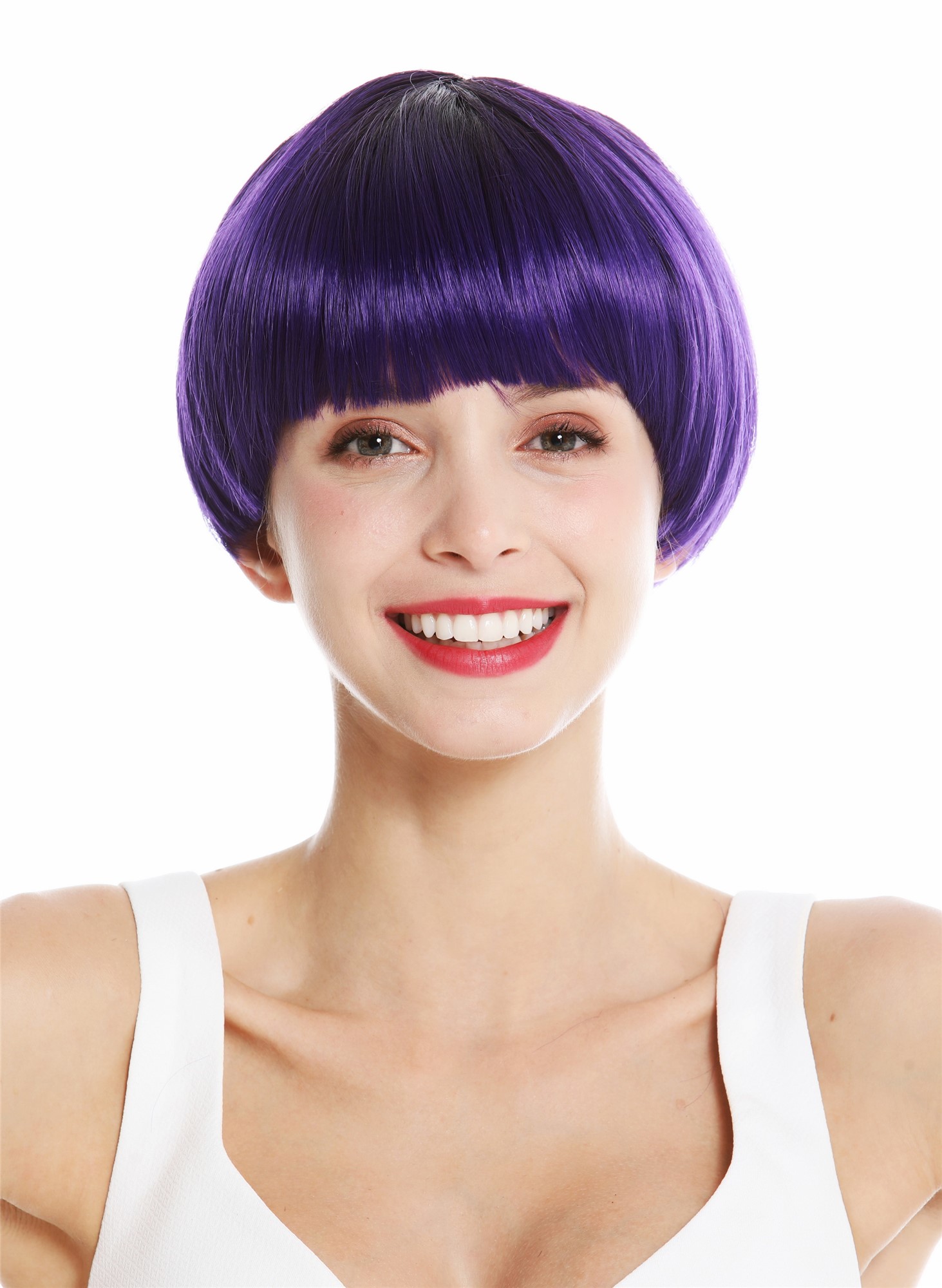 hochwertige Qualitätsperücken, Perücke kurz Page Ombre Dunkelbraun Violett VK-6-DEEPVIOLYS4, Ansicht 2, WIG ME UP: Ihr Perücken Online Shop glatte Tressen-Perücke Dunkelviolett kurze Haare für Damen