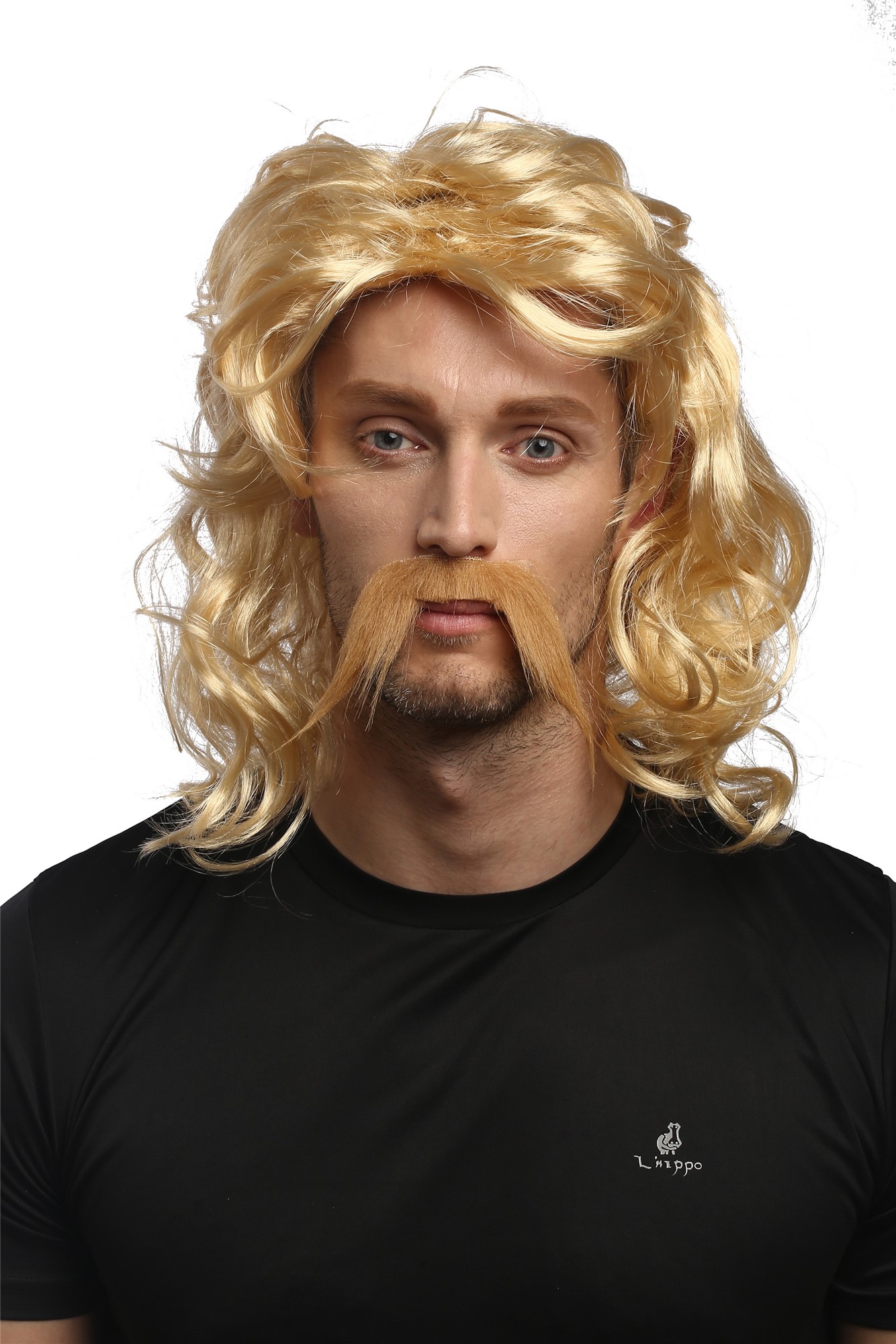 Man Gents Party Wig & Mustache Set Halloween Fancy Dress blond long wild Gaul Viking Norman Celt, view 2, WIG ME UP: Your Perücken Online Shop Party Wig, Men, Blonde, wavy, shoulder-length