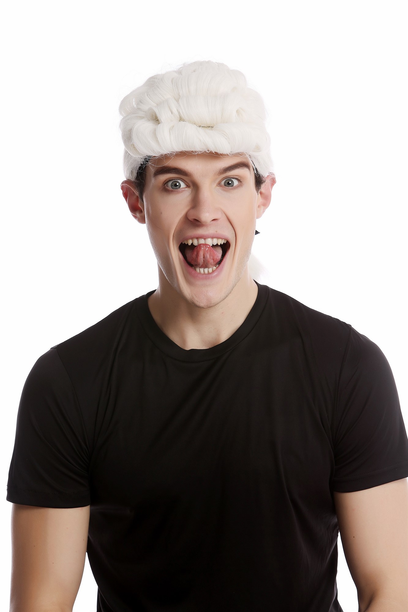 Wig Men Carnival Baroque Aristocrat Noble Lord Judge Court Poet white curled straight ponytail, view 2, WIG ME UP: Your Perücken Online Shop Party Wig, Ladies, White, curled, long