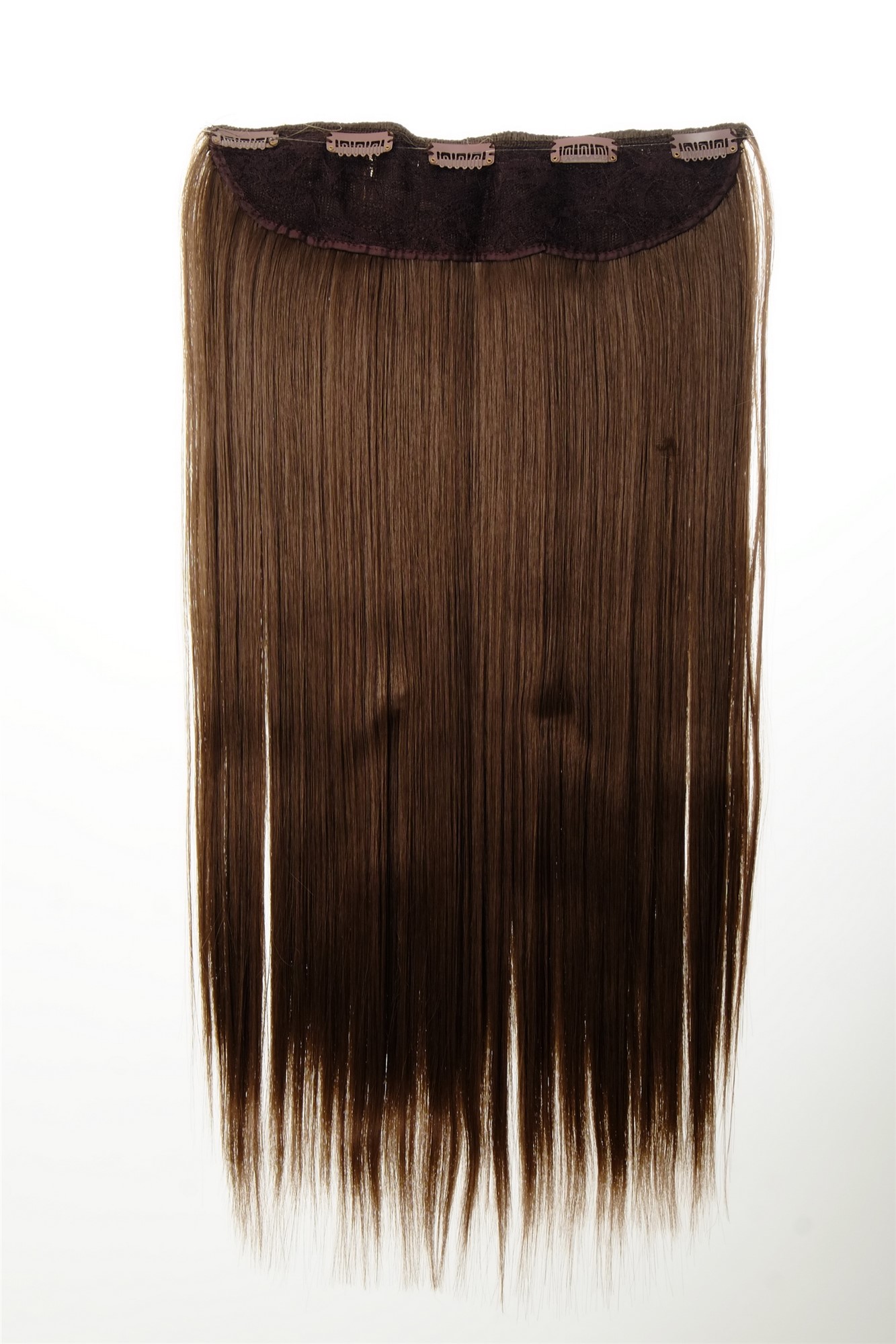 Haarteil Extension 5 Clips Mittel-Goldbraun L30172-10, Ansicht 4, WIG ME UP: Ihr Perücken Online Shop glatte Halbperücke Mittel-Goldbraun 60 cm lang