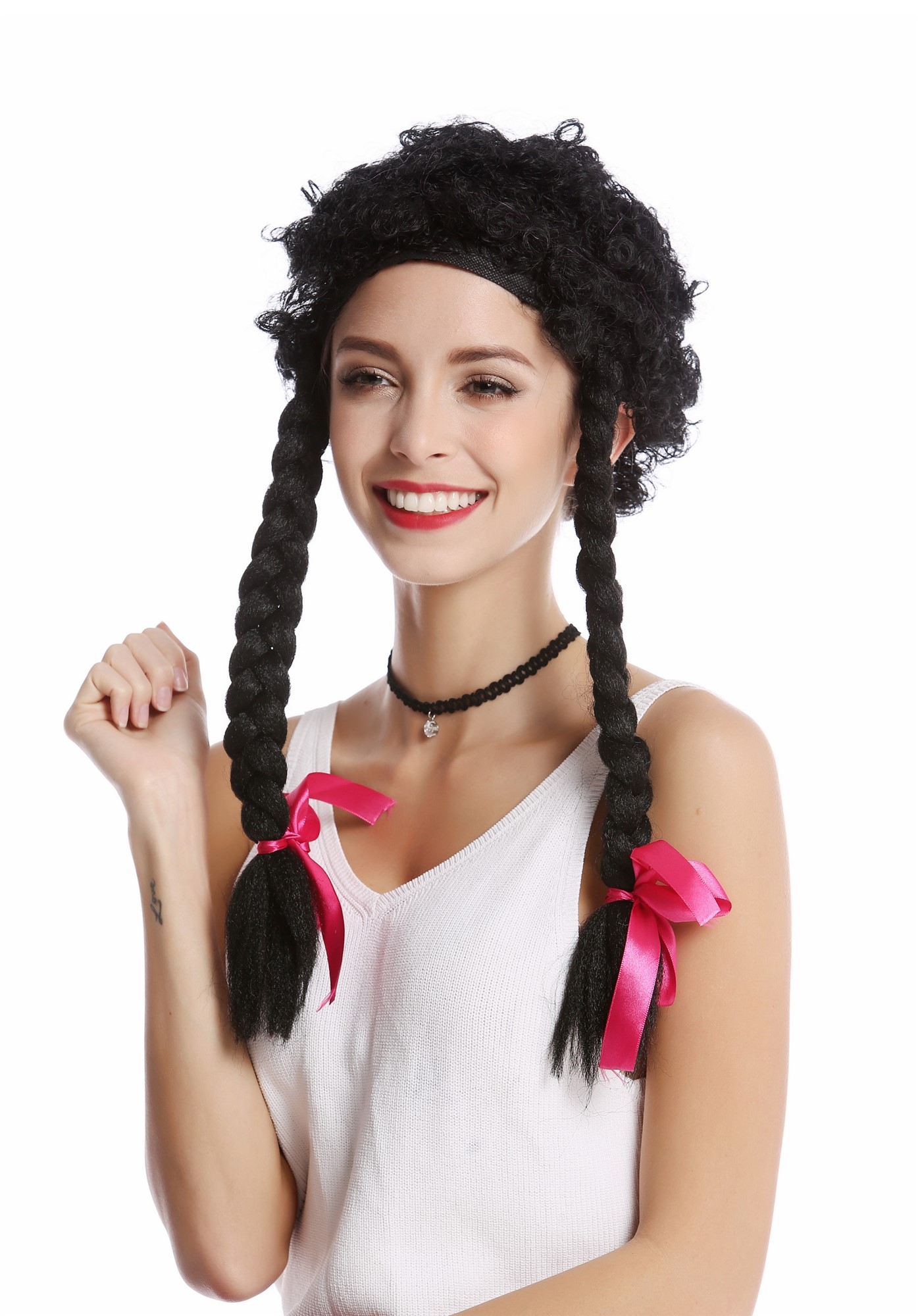 Party Wig, Ladies, Black, Braided, long