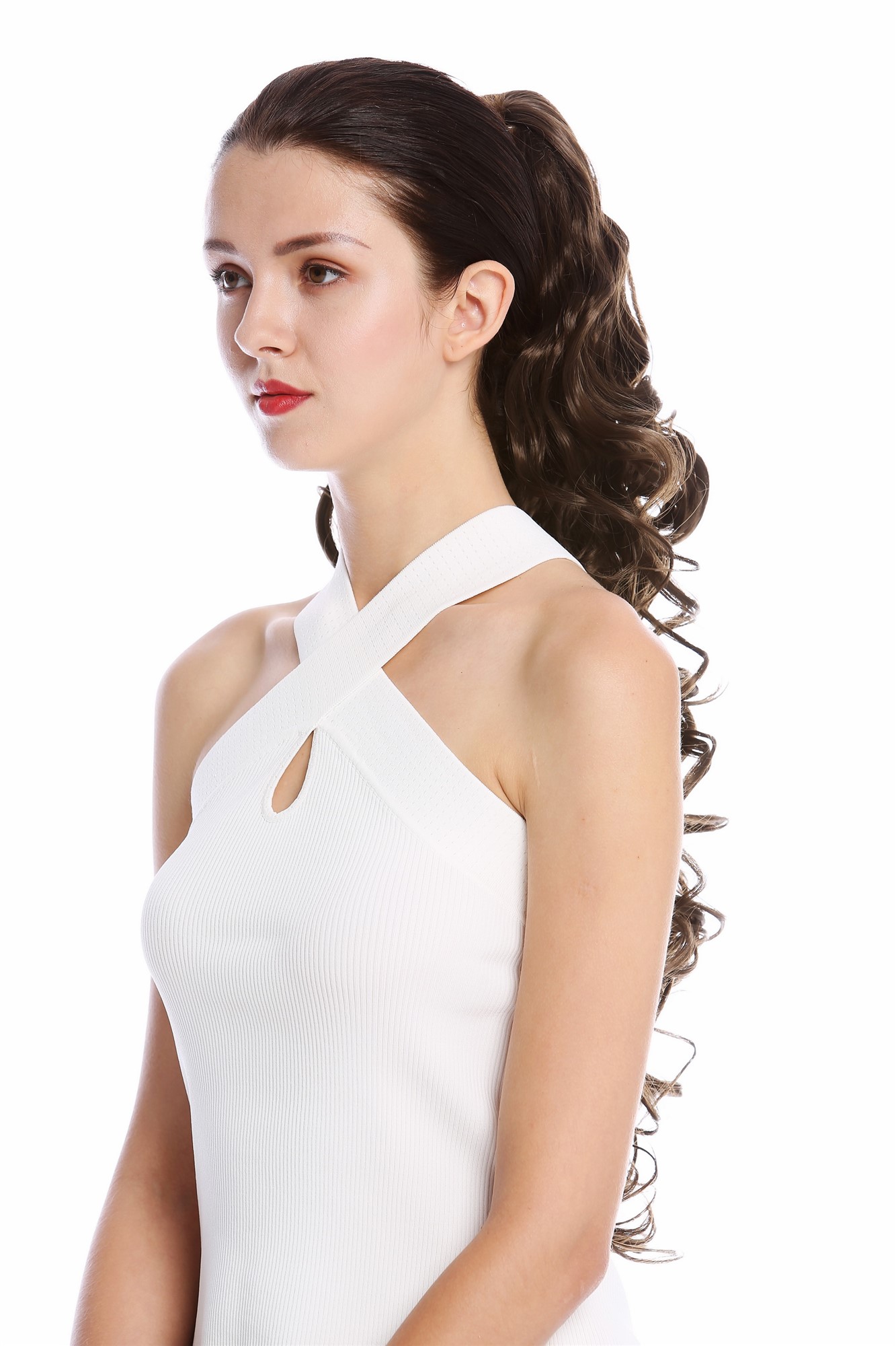 Ponytail Hairpiece very long voluminous curled curls medium brown 25" N1095, view 3, WIG ME UP: Your Perücken Online Shop Ponytails, dark ash brown, curled, long