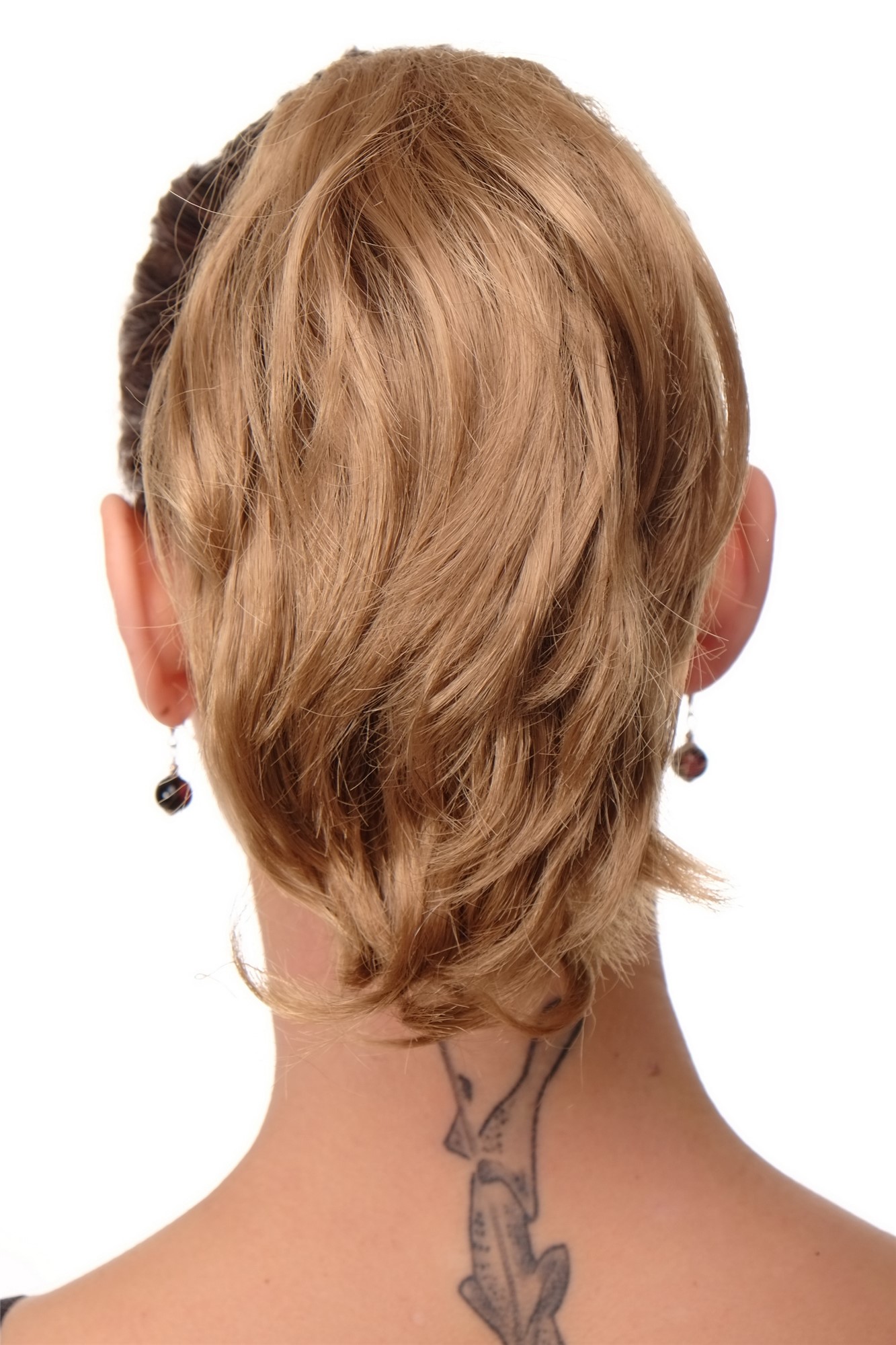 hochwertiges Haarteil Dunkelblond kurz wild Befestigung mit Butterfly-Klammer Modell: T6545, Vorderansicht, WIG ME UP: Ihr Perücken Online Shop glattes Zopf-Haarteil Dunkelblond 20 cm lang