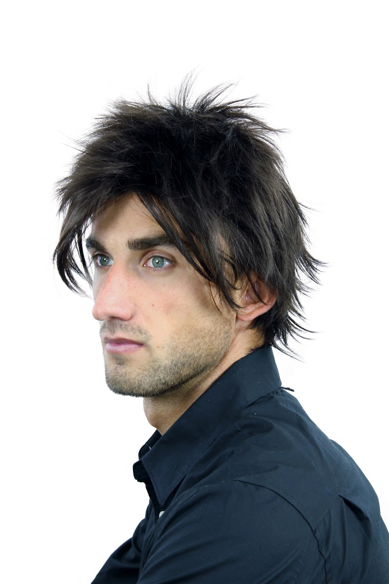 WL-2360-4 Men Gents  Wig WILD ONE juvenile youthful look short teased spiky dark brown, view 4, WIG ME UP: Your Perücken Online Shop Quality Wigs, Men, Brown, wavy, short