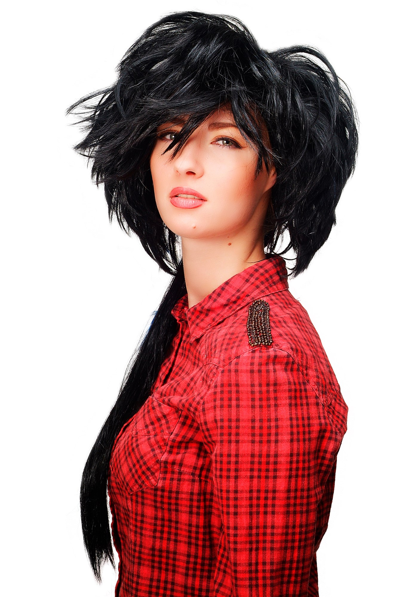 günstige Party Perücke, Perücke Wildes Volumen Schwarz Blau 4177-P103-PC3, Vorderansicht, WIG ME UP: Ihr Perücken Online Shop wellige Party Perücke Schwarz lange Haare für Damen