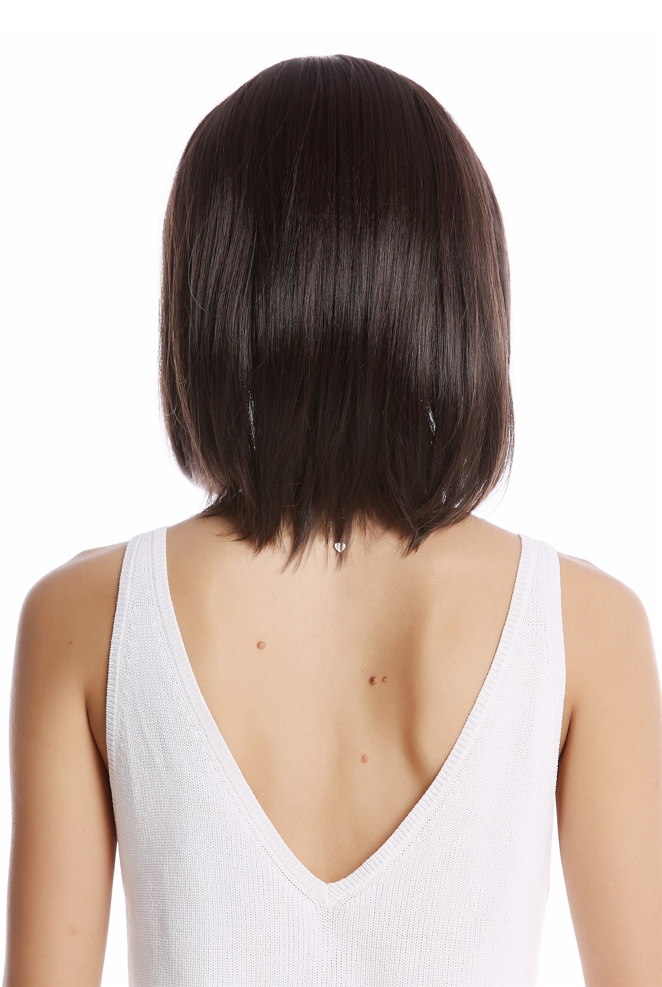 hochwertige Qualitätsperücken, Perücke Longbob Pony kurz Braun YZF-4362-4/8, Ansicht 4, WIG ME UP: Ihr Perücken Online Shop glatte Tressen-Perücke Braun-Mix kurze Haare für Damen