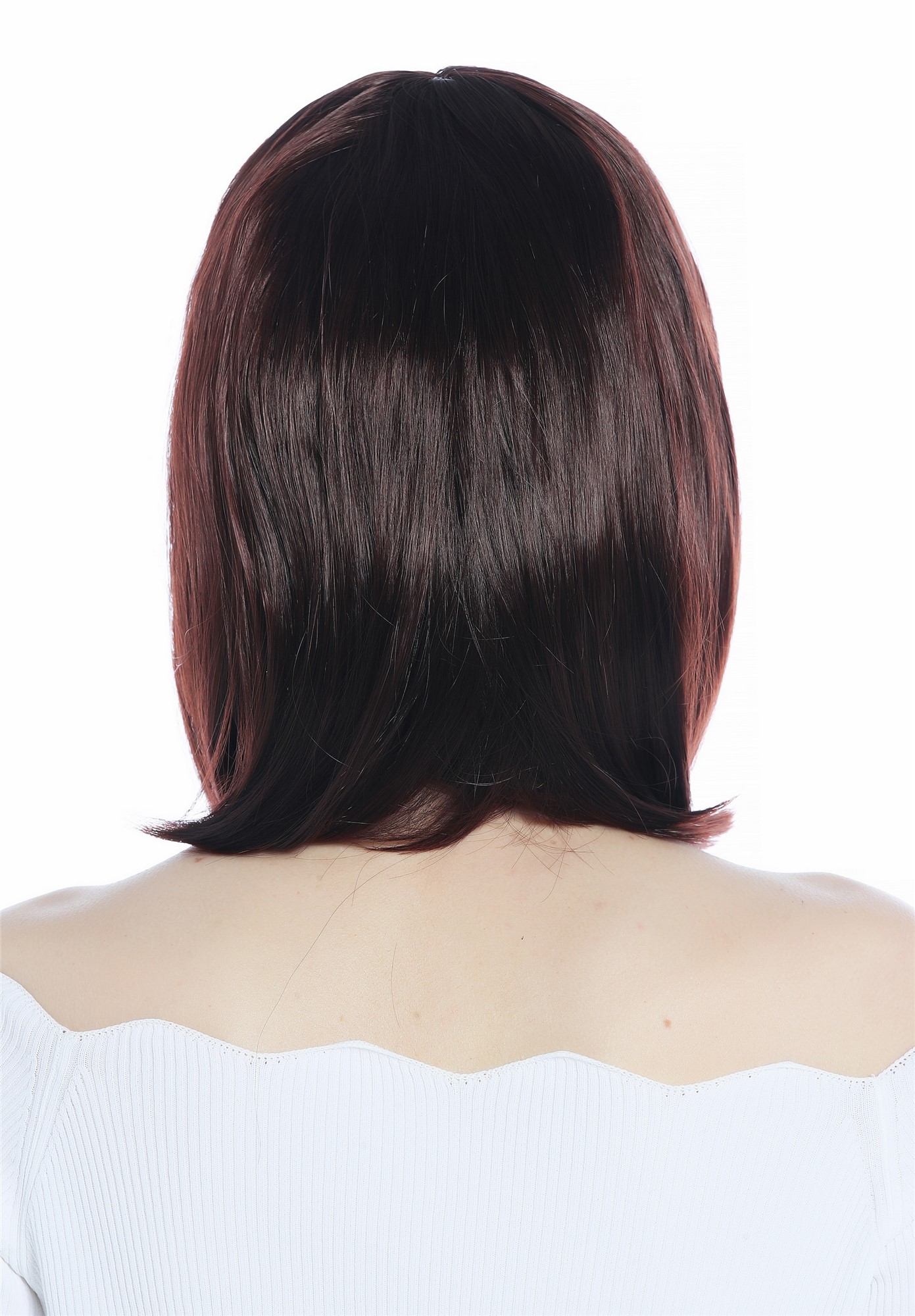 Wig Ladies Women Halloween longbob short bangs smooth mahogany brown CW-052, view 4, WIG ME UP: Your Perücken Online Shop Party Wig, Ladies, Mahogany, straight, shoulder-length