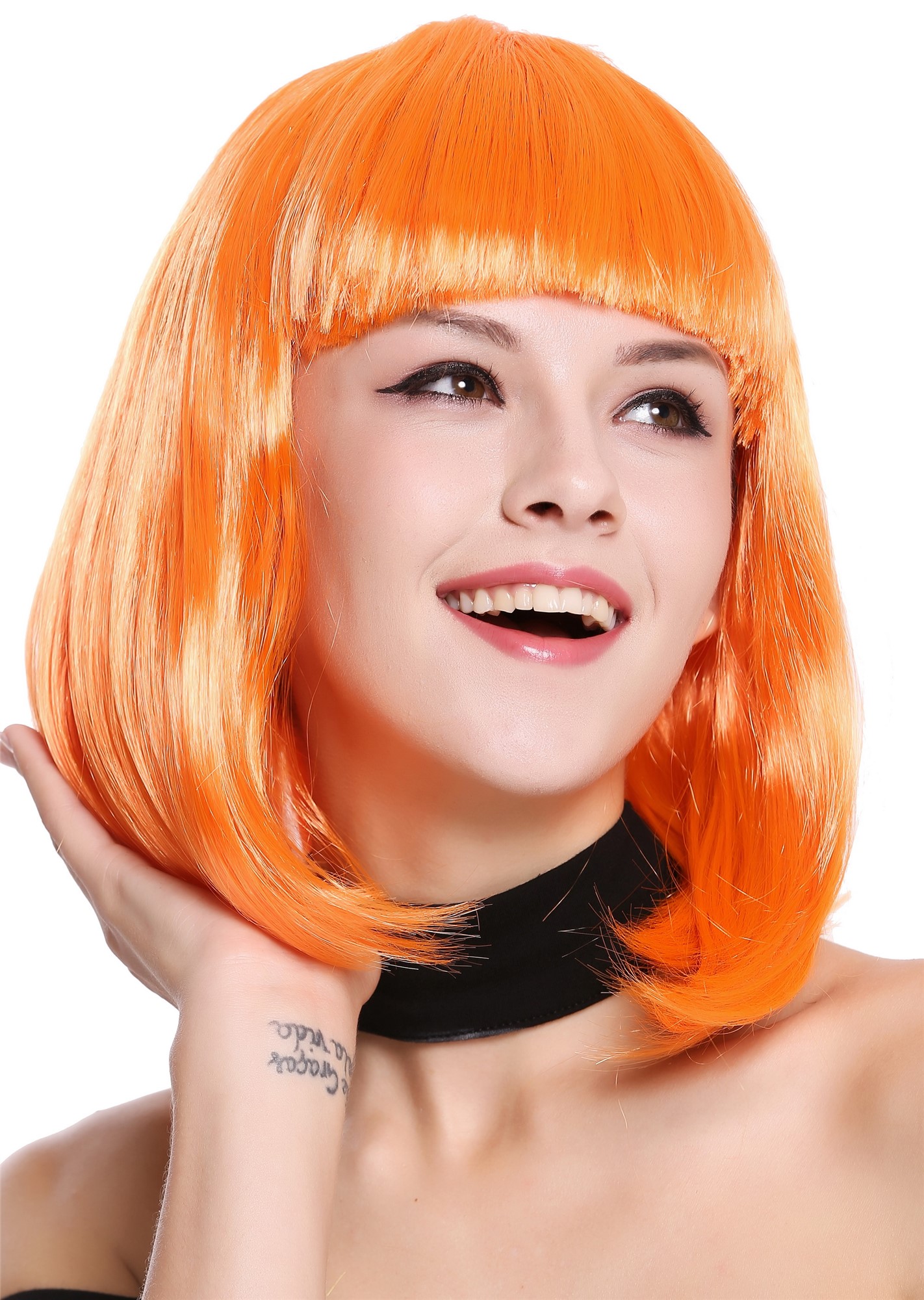 Party Wig, Ladies, Orange, straight, shoulder-length