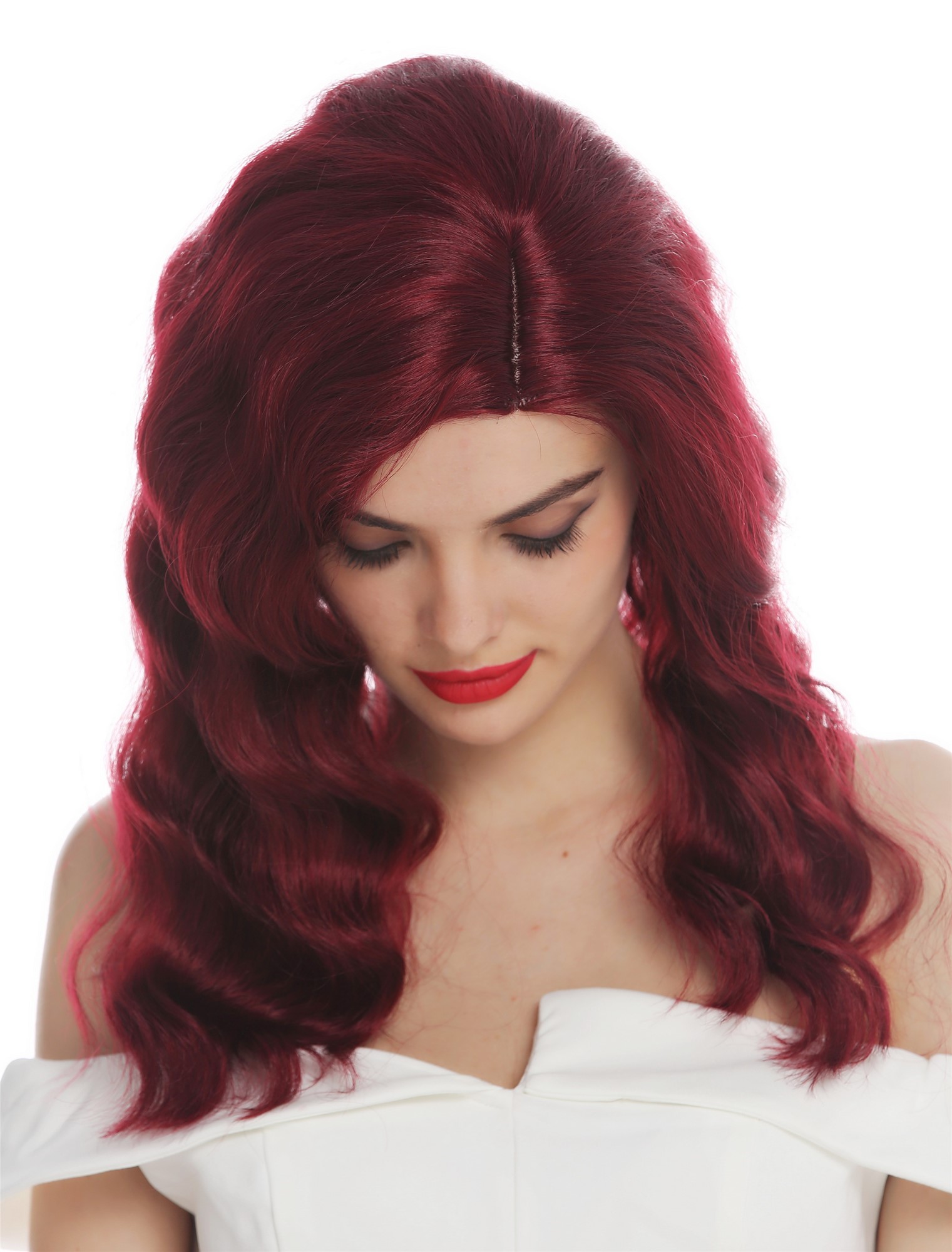 Lady wig long parting wavy waved classy 1930's Hollywood diva garnet red VK-58, view 5, WIG ME UP: Your Perücken Online Shop Quality Wigs, Ladies, garnet red, wavy, shoulder-length