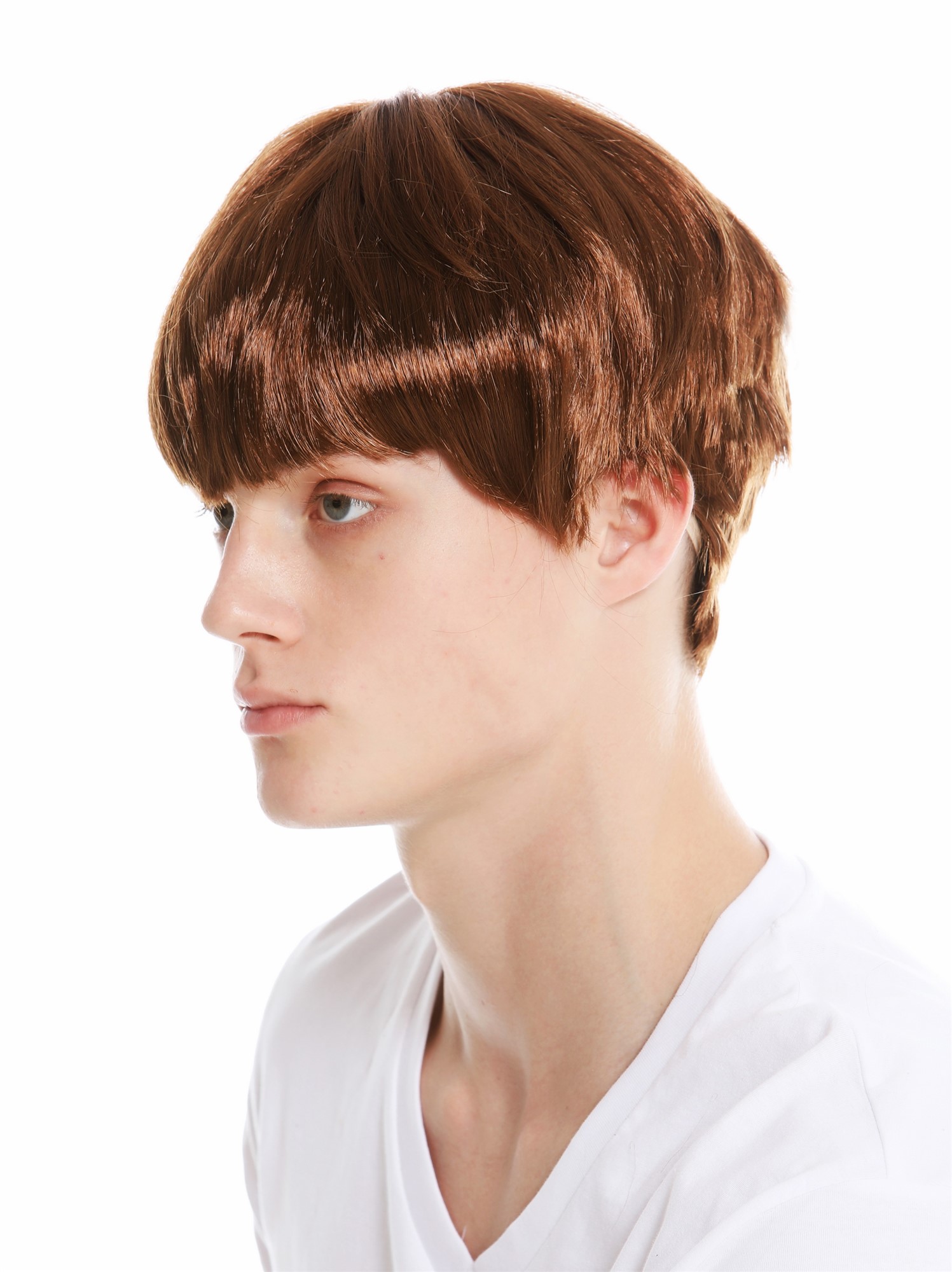 Women's party wig men carnival Halloween short brown golden brown fringe 91087, front view, WIG ME UP: Your Perücken Online Shop Party Wig, Unisex, medium brown, straight, short