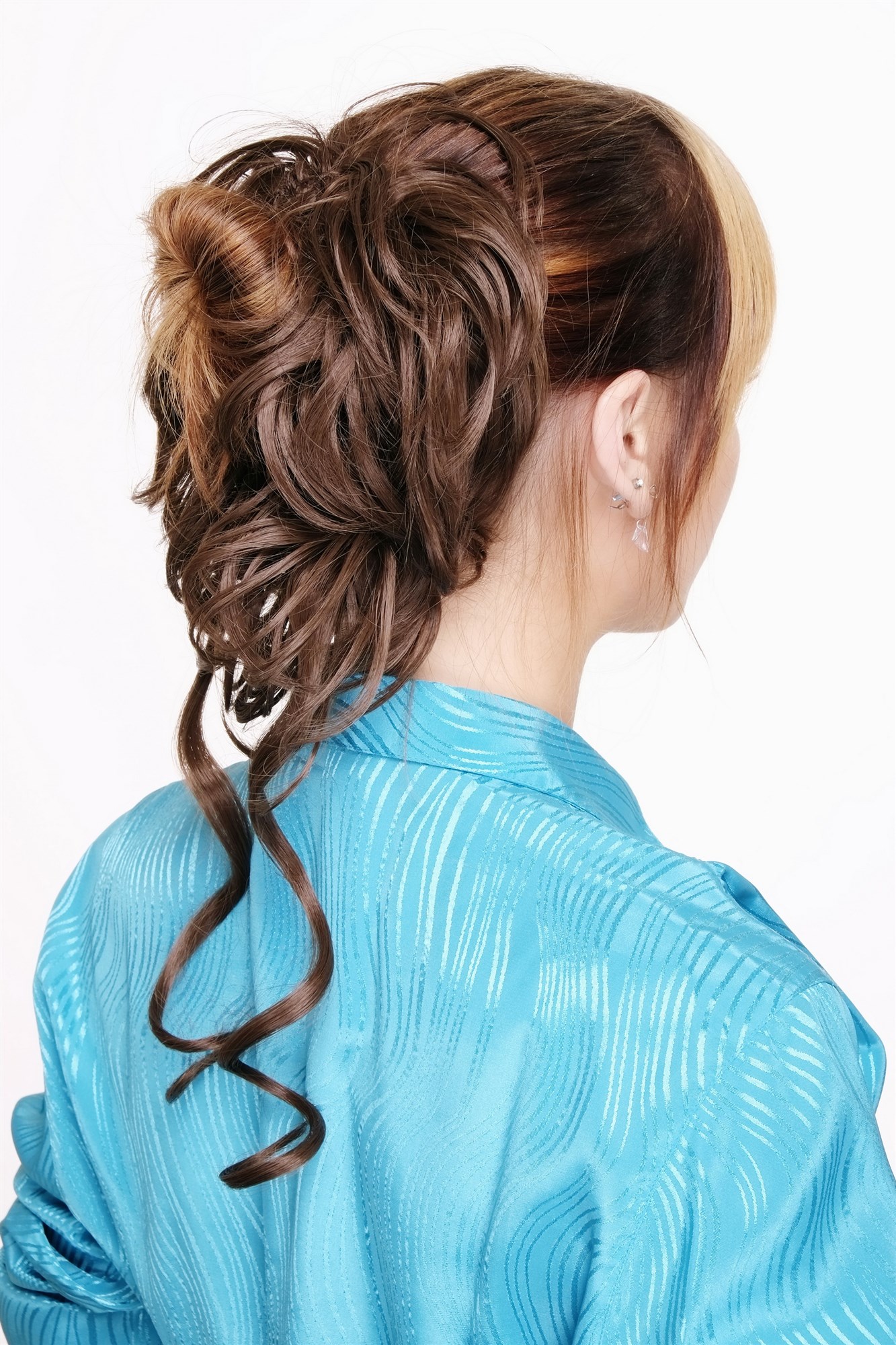Hair Piece baroque voluminous wild curled scrunchy comb medium brown YZF-3072HT, view 2, WIG ME UP: Your Perücken Online Shop Ponytails, Brown, curled, shoulder-length