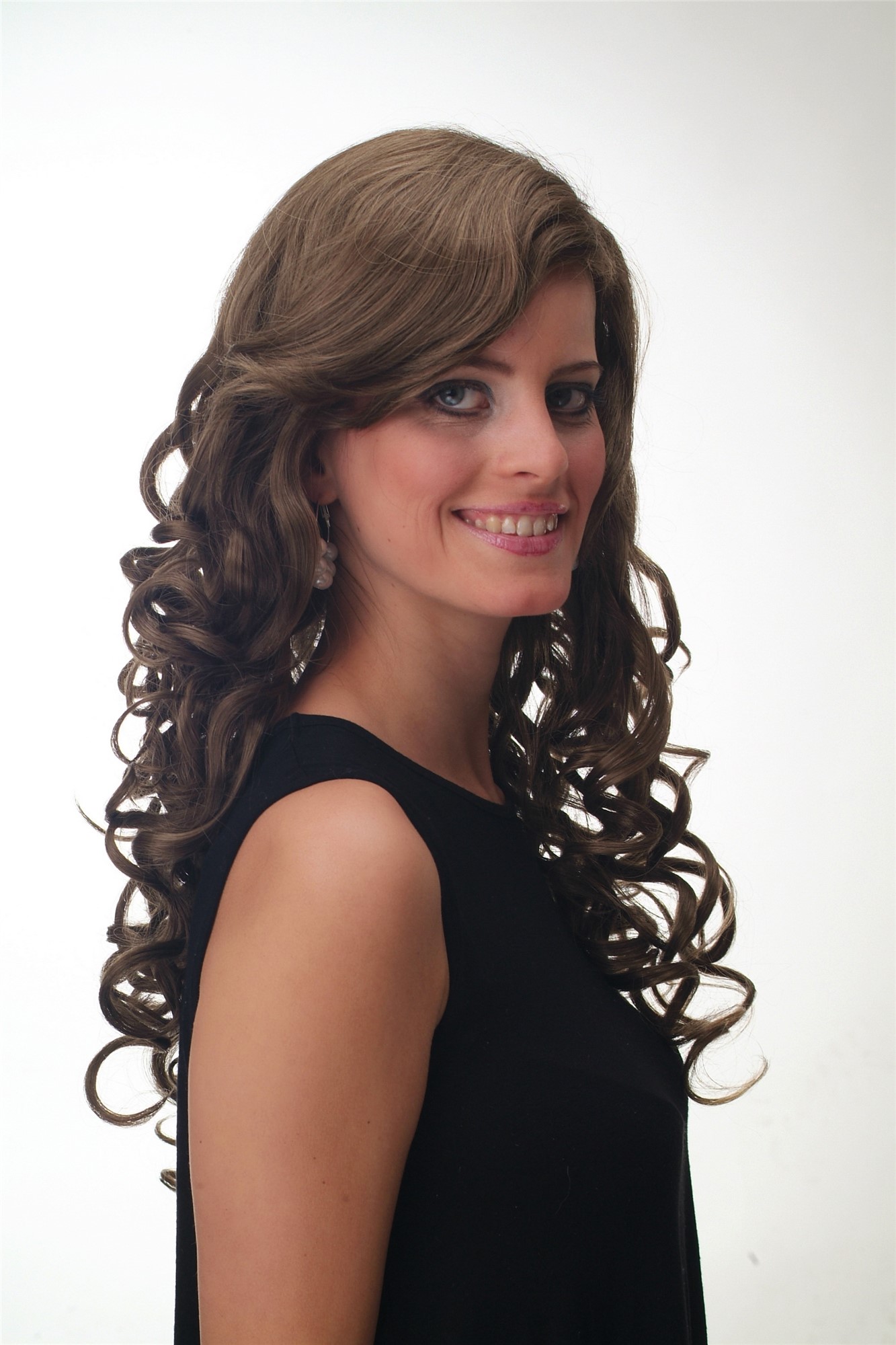 Stunning Lady wig very long lush curls curled parting brown dark blond mix F2331, view 3, WIG ME UP: Your Perücken Online Shop Quality Wigs, Ladies, medium brown-blonde mix, curled, long