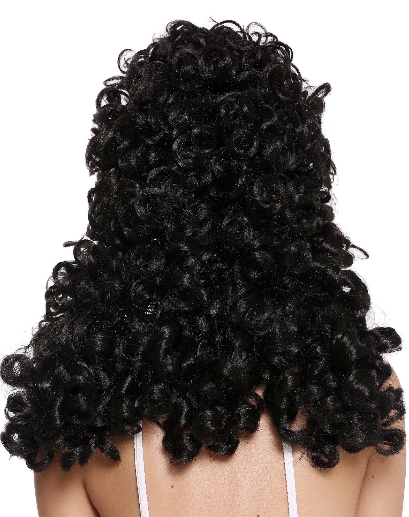 hochwertige Qualitätsperücken, Perücke Lang Locken Barock Renaissance Edelmann Schwarz B17-2P-B-2, Ansicht 4, WIG ME UP: Ihr Perücken Online Shop lockige Tressen-Perücke mit Gummizug Schwarzbraun lange Haare für Herren