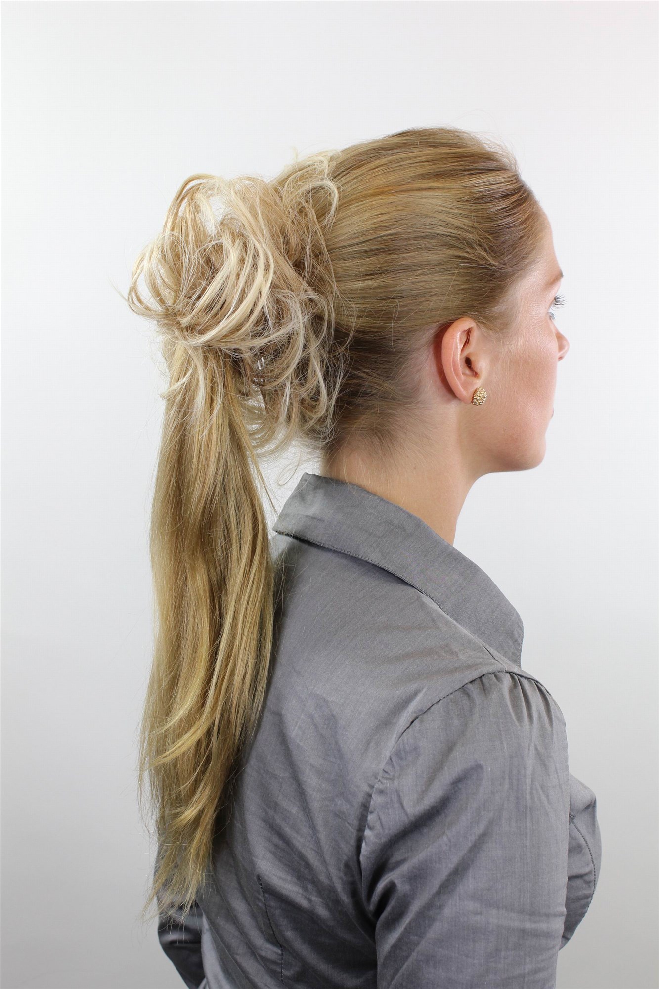 Scrunchie, blond mix, curled, short