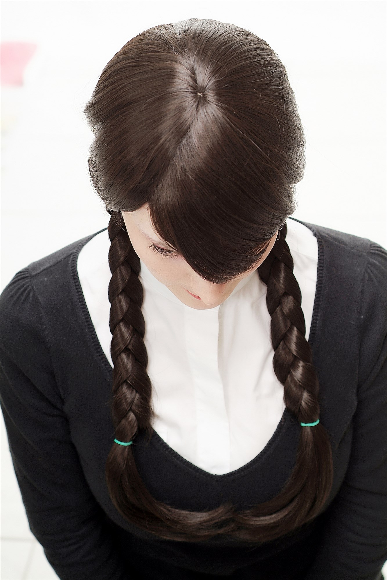 hochwertige Qualitätsperücken, Damen Perücke geflochtene Zöpfe Schulmädchen-Look Zöpfe Modell: 3446, Ansicht 5, WIG ME UP: Ihr Perücken Online Shop geflochtene Tressen-Perücke mit Kopfhaut-Imitat Braun lange Haare für Damen