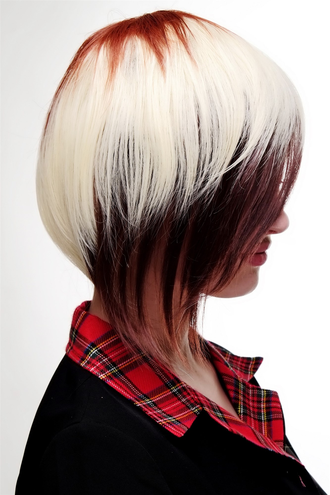 hochwertige Qualitätsperücken, Perücke Cosplay kurz Rot Rotbraun Platin SA061-33-350-613, Ansicht 3, WIG ME UP: Ihr Perücken Online Shop glatte Tressen-Perücke Kastanie-Kupferrot-Platinblond-Mix kurze Haare für Damen