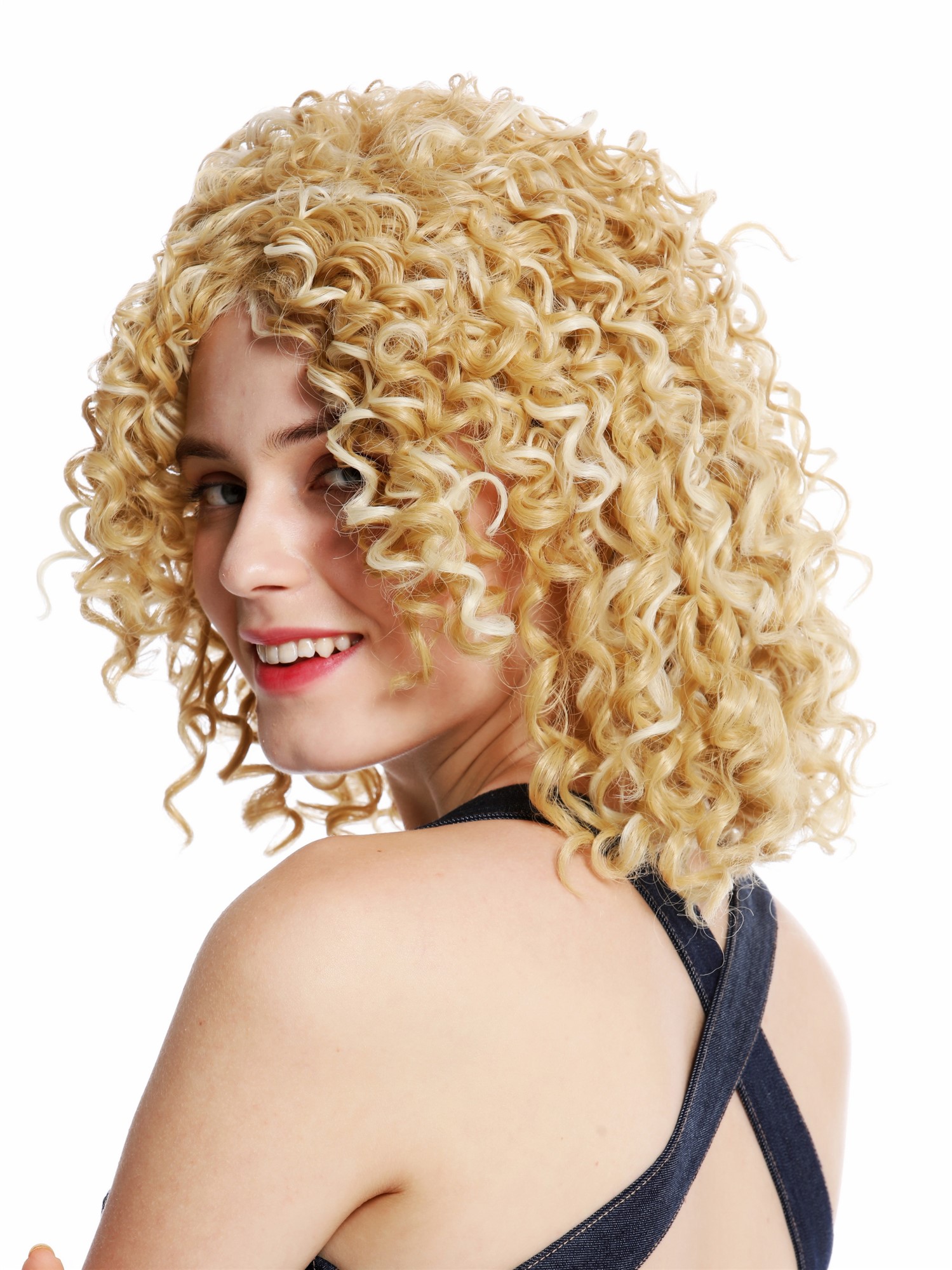 hochwertige Qualitätsperücken, Perücke Voluminös Locken Blond Platin Gesträhnt YZF-7283A-86H613, Ansicht 3, WIG ME UP: Ihr Perücken Online Shop lockige Tressen-Perücke Blond-Mix schulterlange Haare für Damen