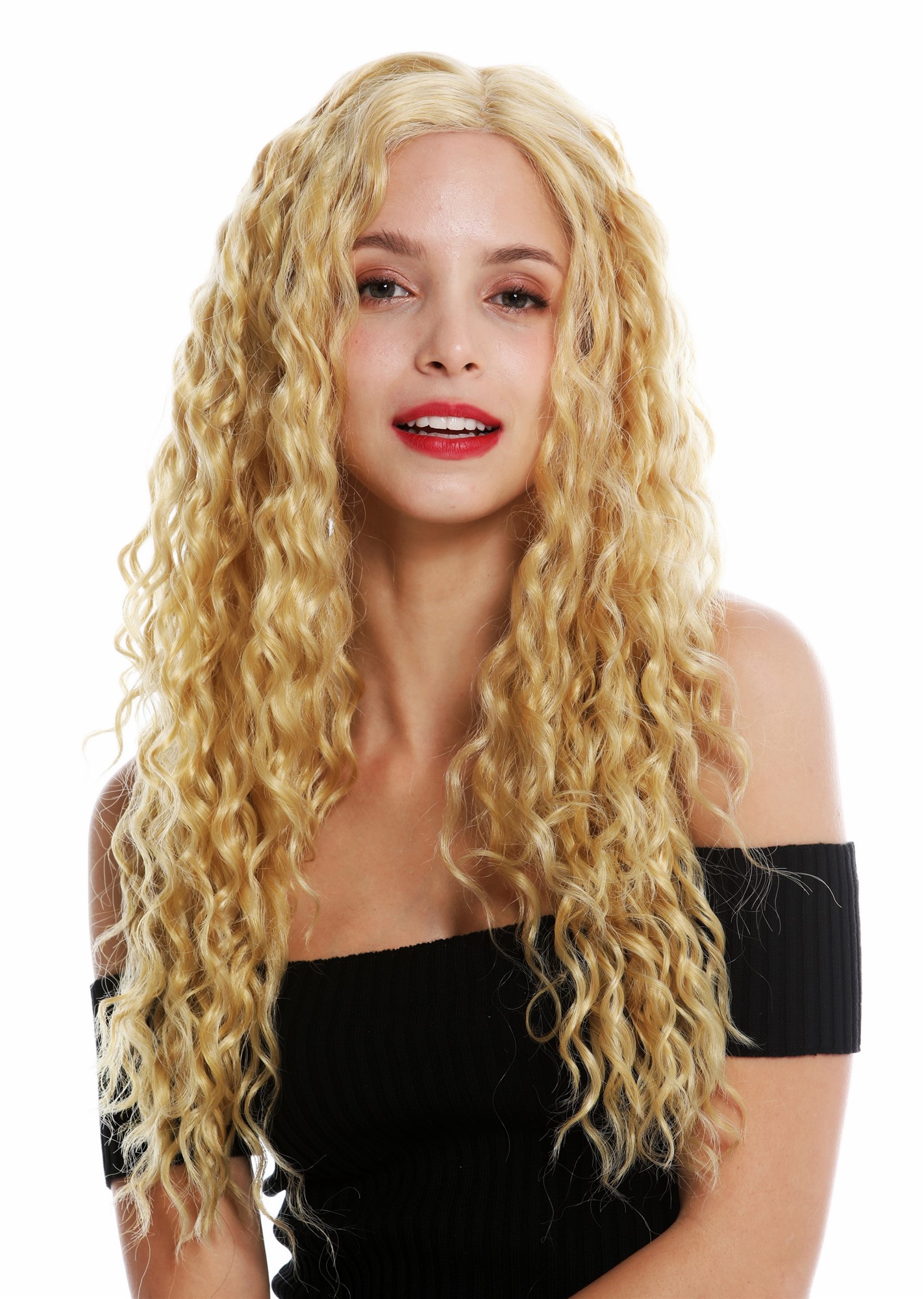 wellige Tressen-Perücke mit Teil-Mono Oberkopf, Front-Lace Blond-MIx lange Haare für Damen