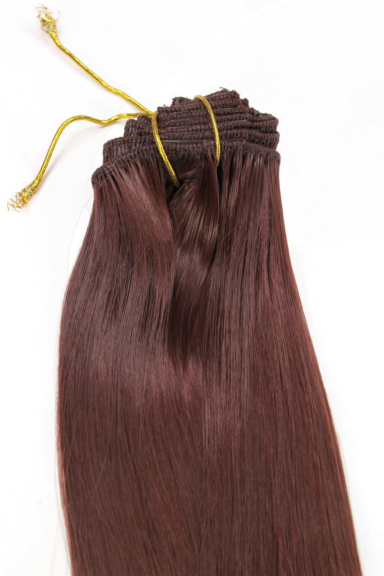 Extensions, chestnut brown, straight, shoulder-length