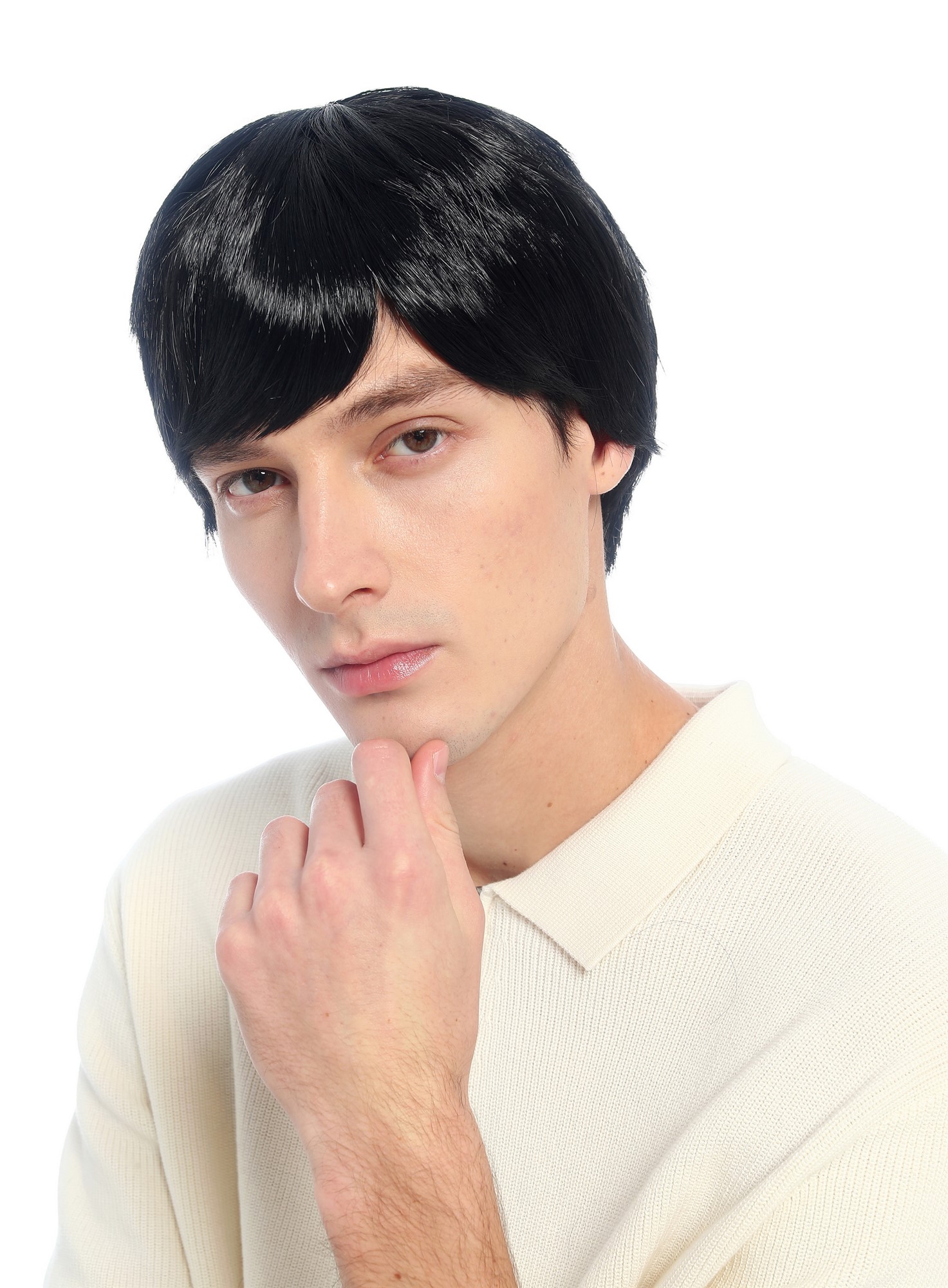 glatte Party-Perücke Schwarz 25 cm lange Perücke für Herren