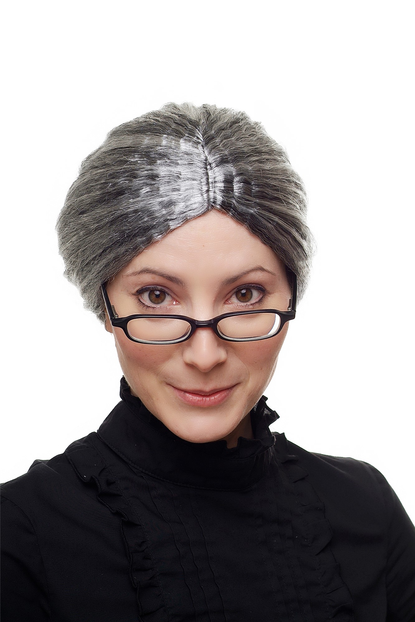 Party/Fancy Dress/Halloween WIG grey Grandmother Granny Boarding School Mistress 69020-P103-68, front view, WIG ME UP: Your Perücken Online Shop Party Wig, Unisex, Grey, straight, short