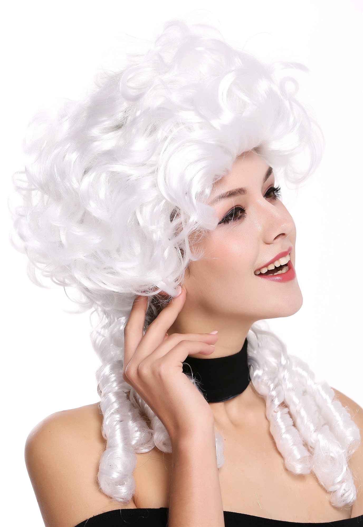 Party Wig, Ladies, White, curled, shoulder-length