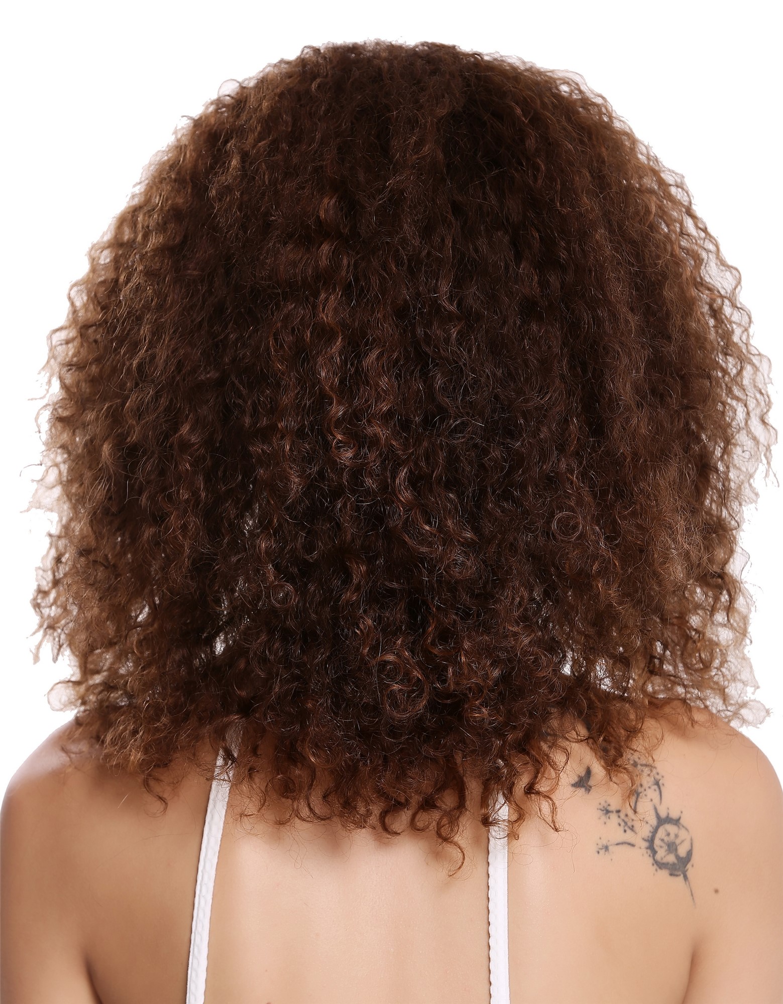 hochwertige Qualitätsperücken, Perücke Echthaar Lace-Front Teil-Mono Locken Volumen Braun Kupferbraun Mix UR-015-HH-MF-4/30, Ansicht 4, WIG ME UP: Ihr Perücken Online Shop lockige Tressen-Perücke mit Front-Lace 100% Echthaar Dunkelbraun-Kupferbraun-Mix schulterlange Haare für Damen