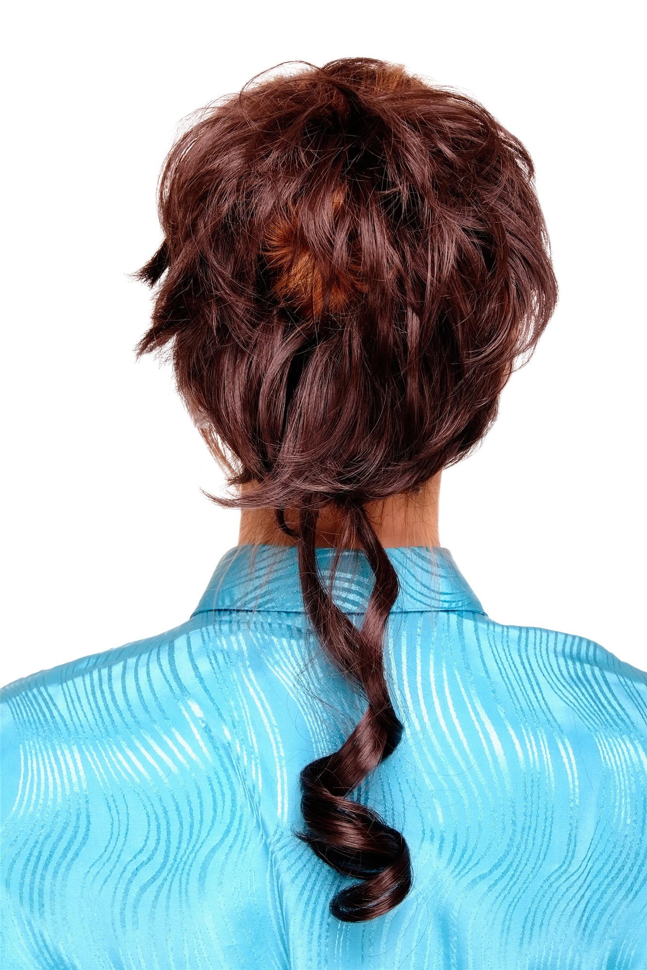 Hair Piece baroque voluminous wild curled scrunchy comb choco brown YZF-3072HT, front view, WIG ME UP: Your Perücken Online Shop Ponytails, Brown, curled, shoulder-length