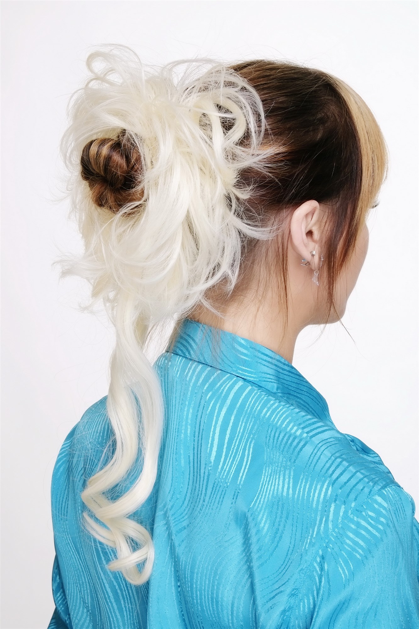 Hair Piece baroque voluminous wild curled scrunchy comb bright blonde YZF-3072HT, view 2, WIG ME UP: Your Perücken Online Shop Ponytails, light blonde, curled, shoulder-length