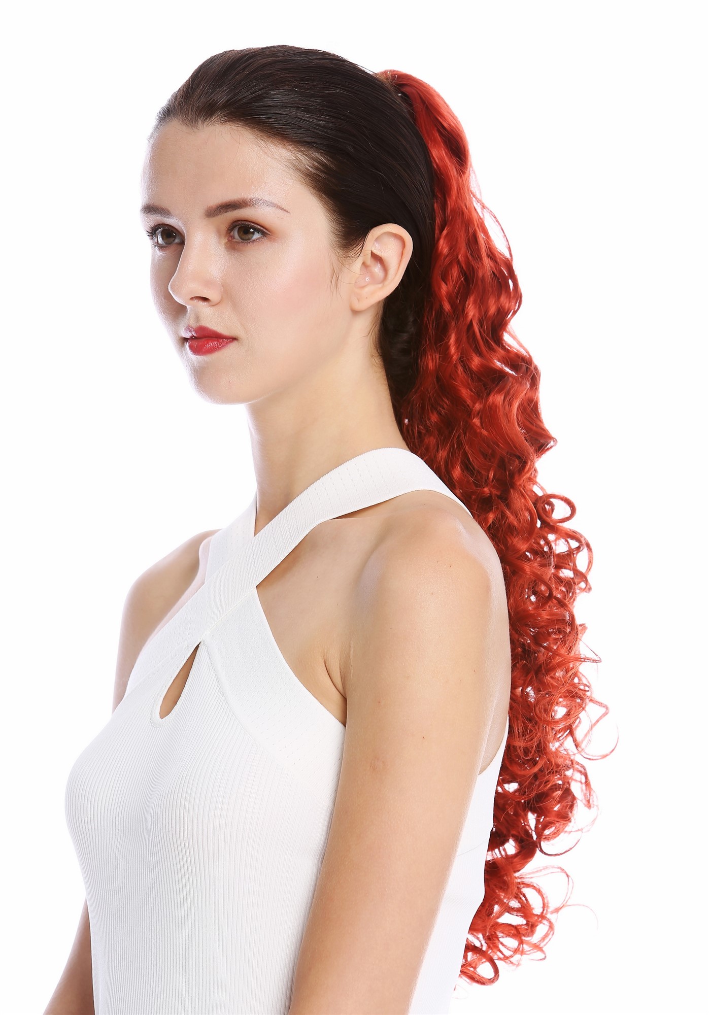 Ponytail Hairpiece Combs & Clamp very long voluminous curled red 23" MKB-21, view 3, WIG ME UP: Your Perücken Online Shop Ponytails, fire red, wavy, long