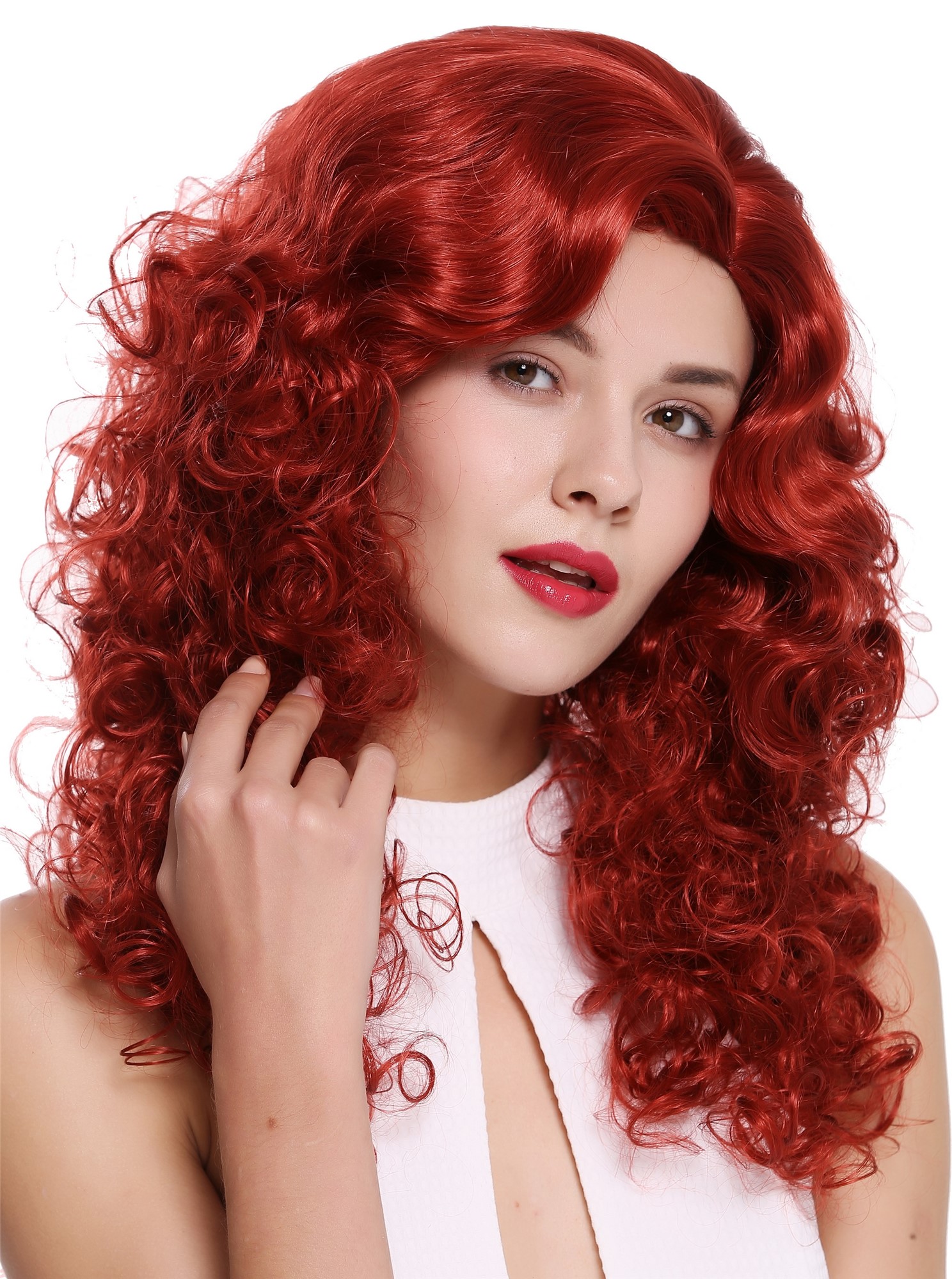 hochwertige Qualitätsperücken, Perücke Lang Volumen Seitenscheitel Rot 1355AB-137, Ansicht 4, WIG ME UP: Ihr Perücken Online Shop lockige Tressen-Perücke Feuerrot lange Haare für Damen