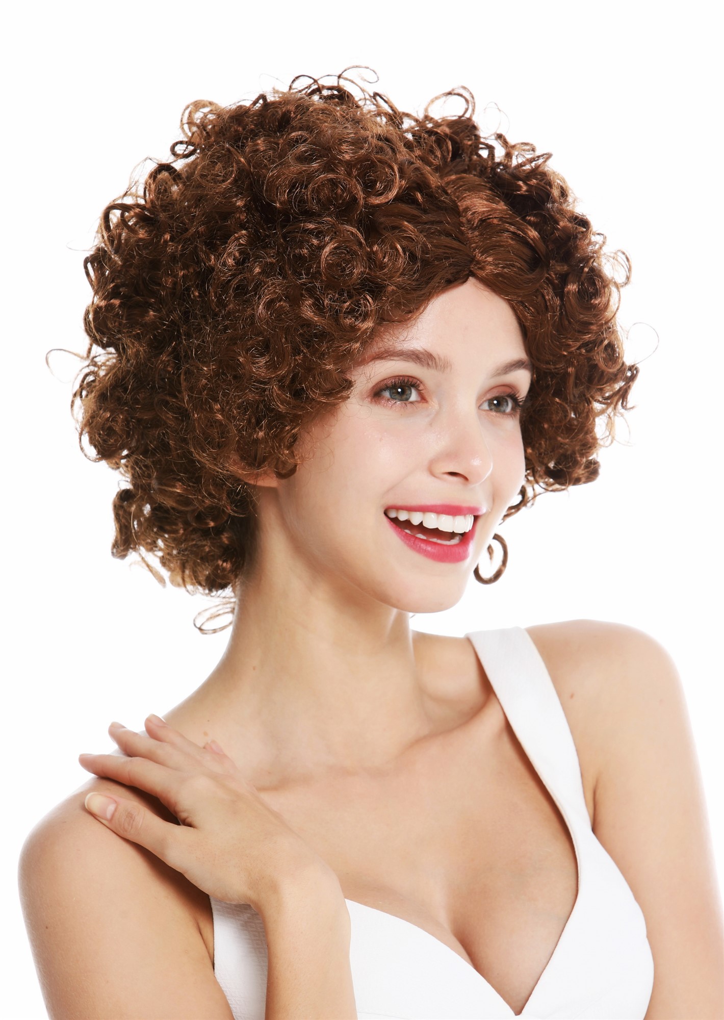 Party Wig, Ladies, medium brown, curled, short