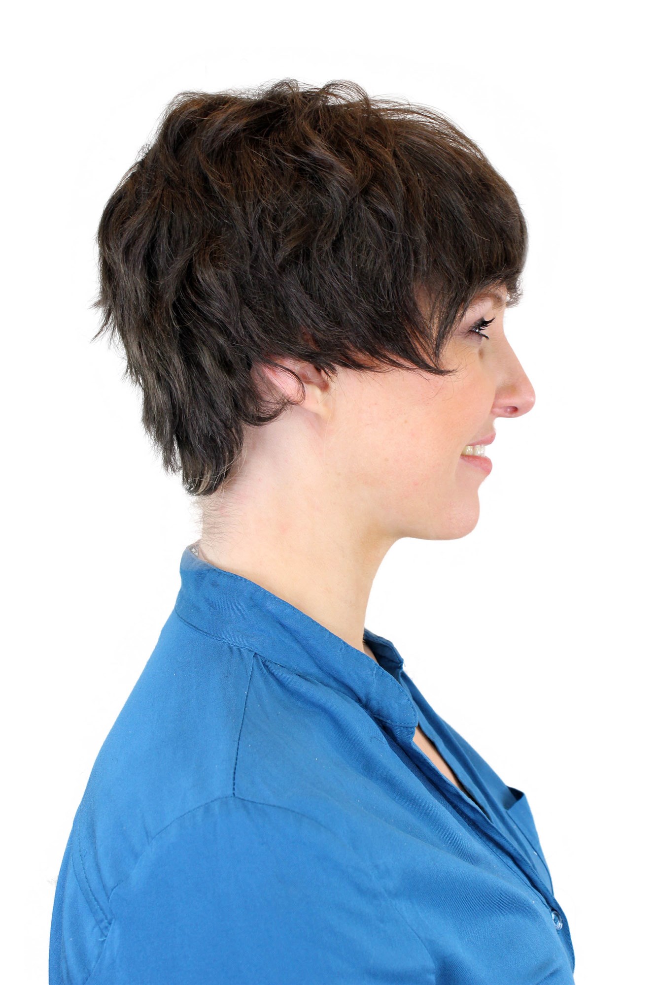 hochwertige Qualitätsperücken, Echthaarperücke Damen Kess Kurz Braun 105HH-4, Ansicht 2, WIG ME UP: Ihr Perücken Online Shop wellige Tressen-Perücke 100% Echthaar Braun kurze Haare für Damen