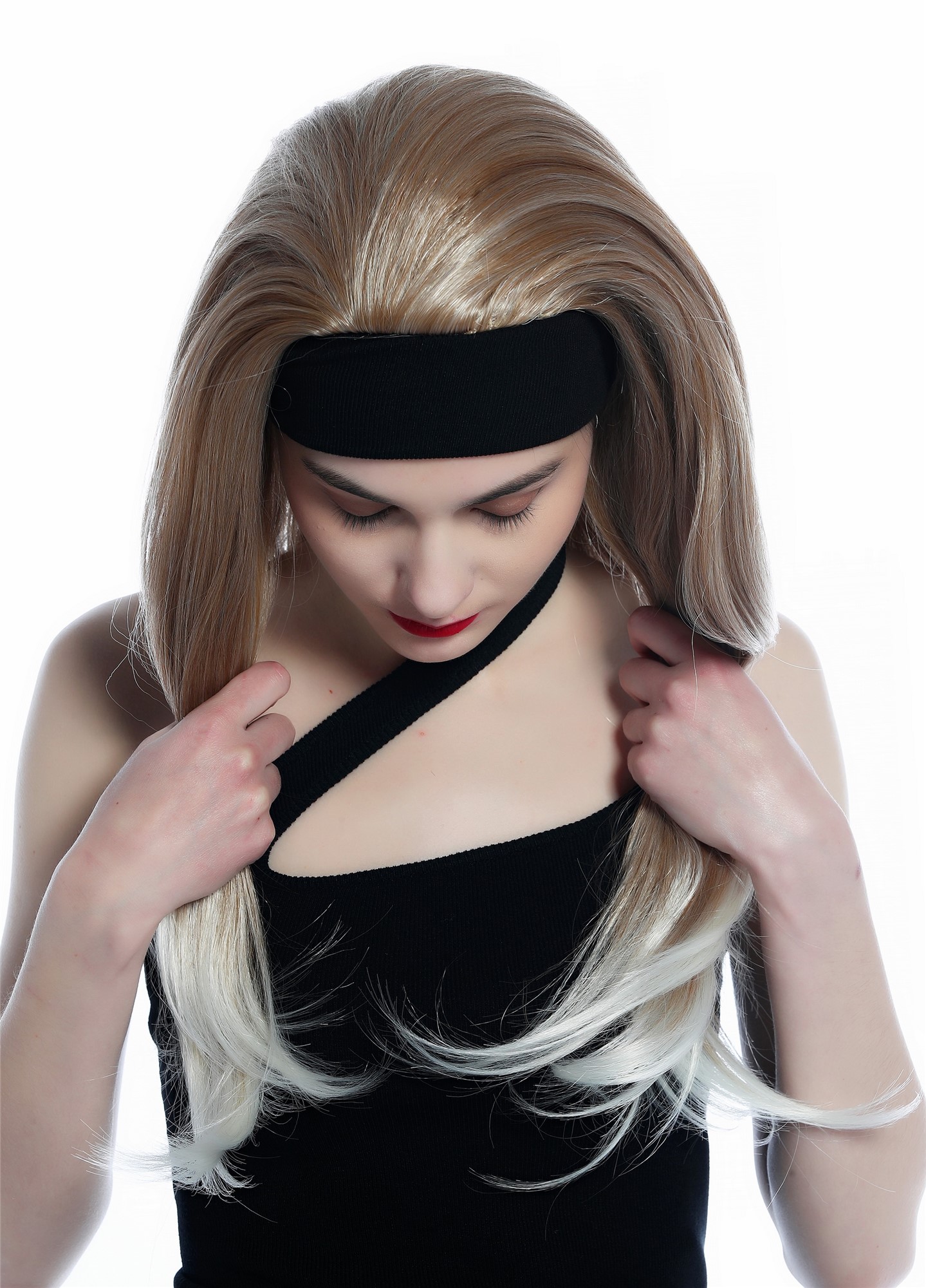 Lady wig half wig black headband retro long straight blond mix bright tips H9306, view 5, WIG ME UP: Your Perücken Online Shop Quality Wigs, Ladies, blond mix, straight, long