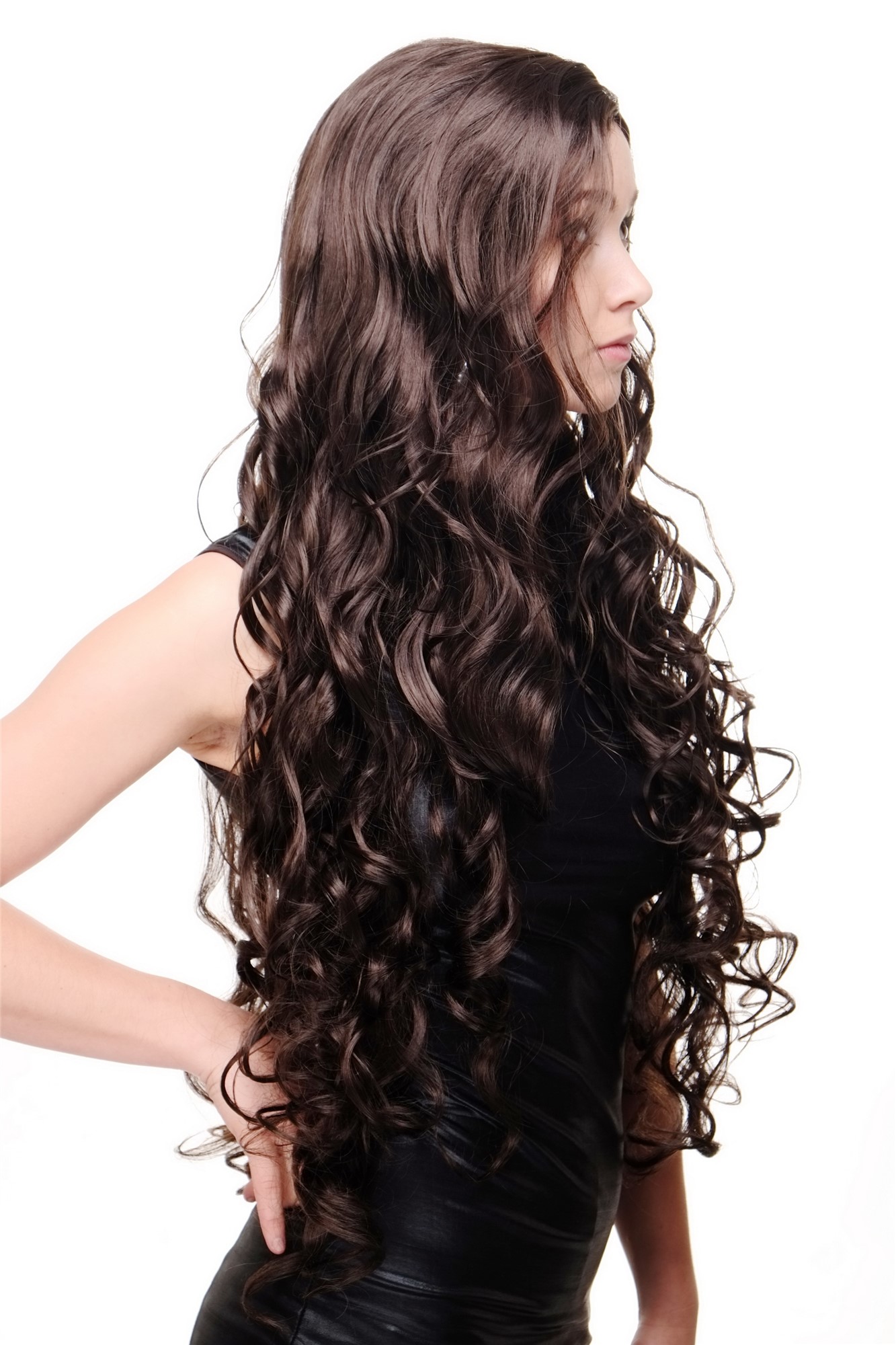 WIG ME UP ® GFW2035-6 Lady  Wig extremely long wavy to curly middle parting brown 30", view 2, WIG ME UP: Your Perücken Online Shop Quality Wigs, Ladies, Brown, wavy, very long