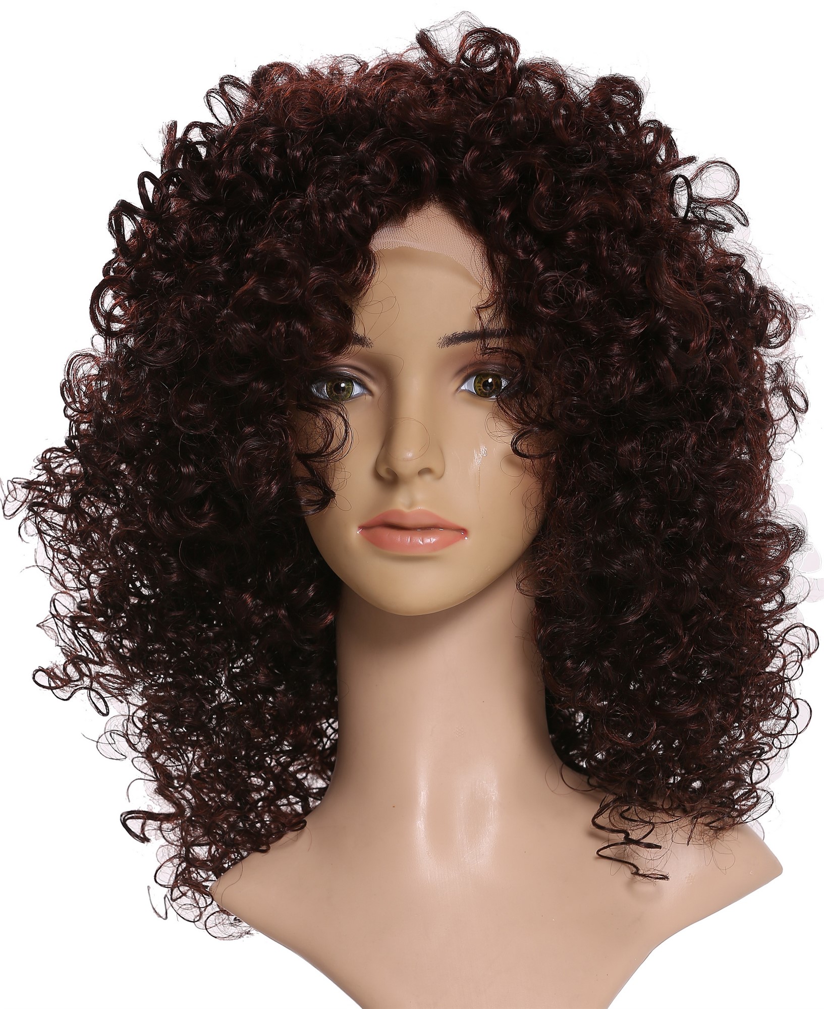 Quality Wigs, Ladies, black-brown-reddish brown mix, curled, long