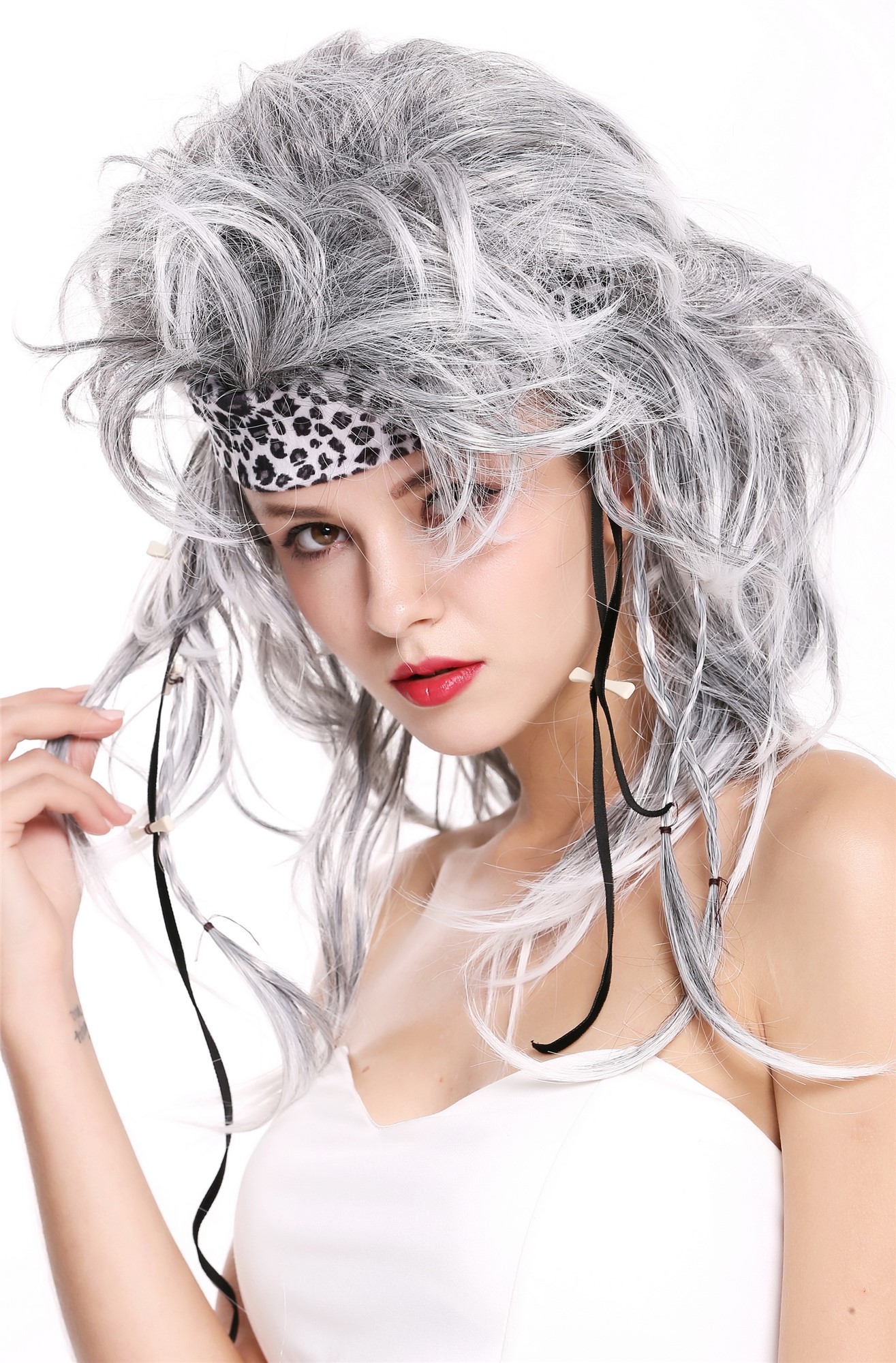 Party Wig, Unisex, Grey, wavy, long