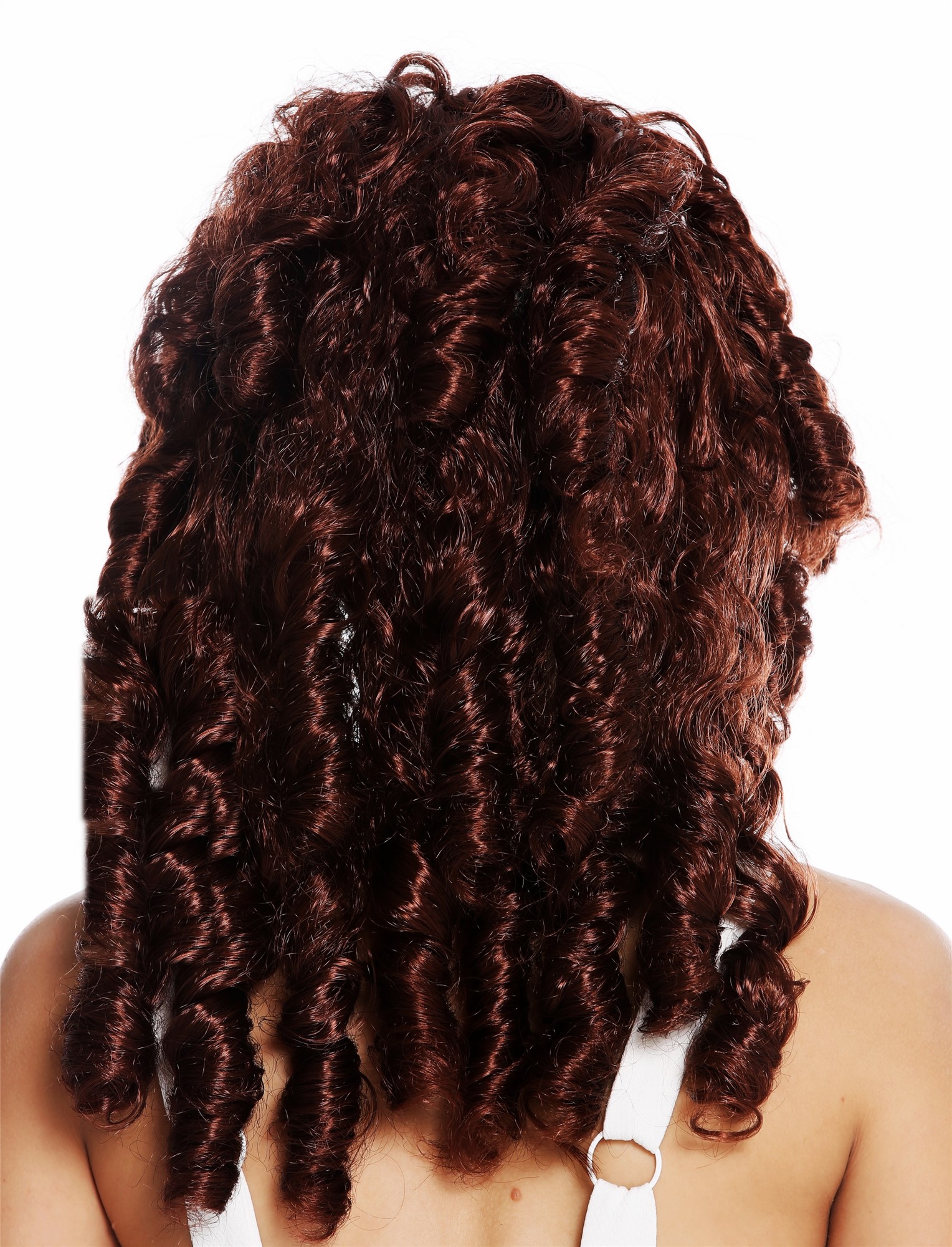 günstige Party Perücke, Perücke Korkenzieher-Locken lang Rotbraun 91056-1-ZA340, Ansicht 4, WIG ME UP: Ihr Perücken Online Shop lockige Party Perücke Rotbraun lange Haare für Damen