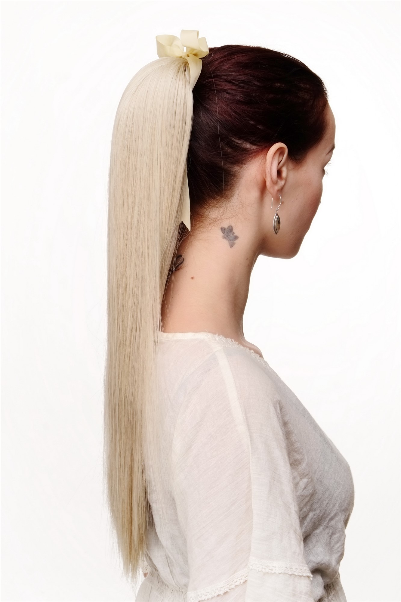 hochwertiges Haarteil glatt lang Befestigung mit Bändchen & Klammer Hell-Aschblond C9429-22, Ansicht 2, WIG ME UP: Ihr Perücken Online Shop glattes Zopf-Haarteil Hell-Aschblond 60 cm lang