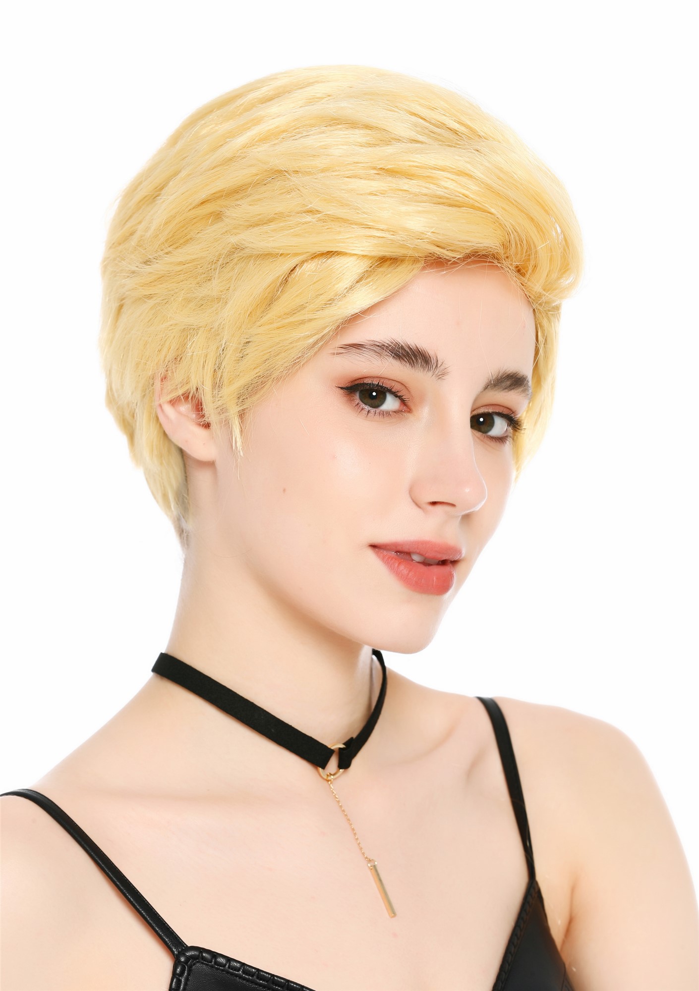 glatte Party-Perücke Goldblond 25 cm lange Perücke für Herren