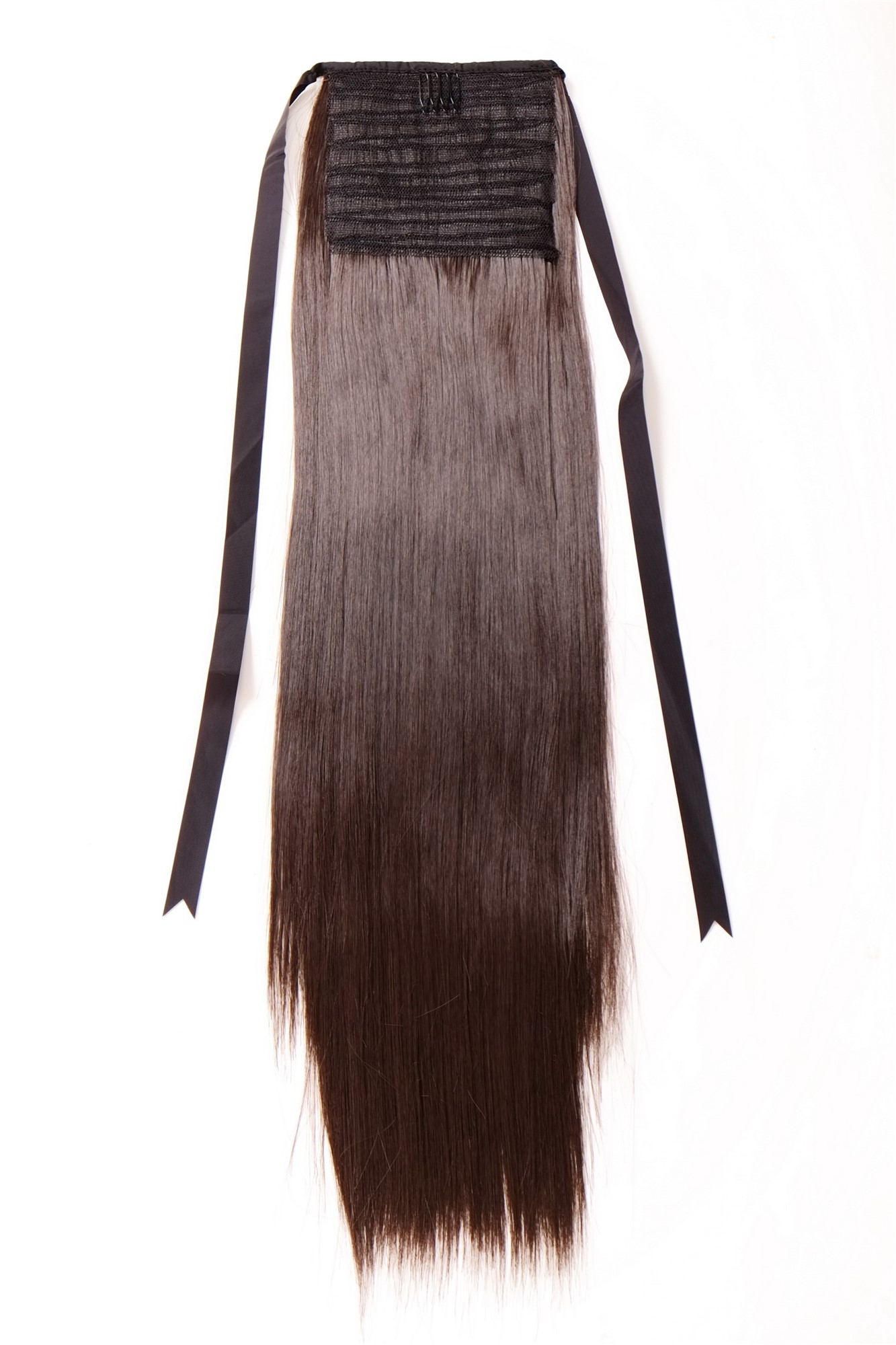 Hairpiece PONYTAIL extension long straight light with ribbon and comb wrap around system chocolate, view 4, WIG ME UP: Your Perücken Online Shop Ponytails, medium brown, straight, long