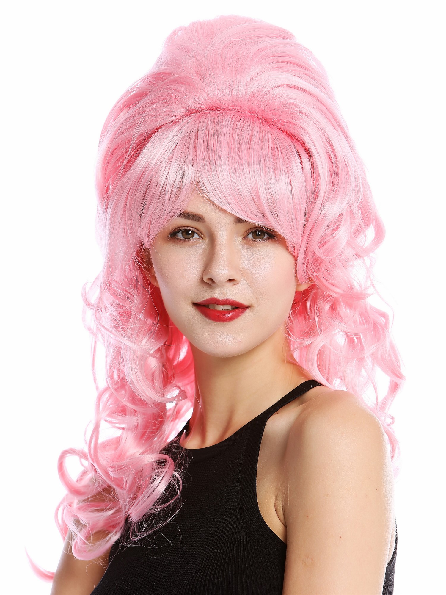 hochwertige Qualitätsperücken, Perücke 60er Retro Hochsteckfrisur Beehive Rosa GFW2418-TF2317-F1, Ansicht 3, WIG ME UP: Ihr Perücken Online Shop lockige Tressen-Perücke Hellrosa lange Haare für Damen