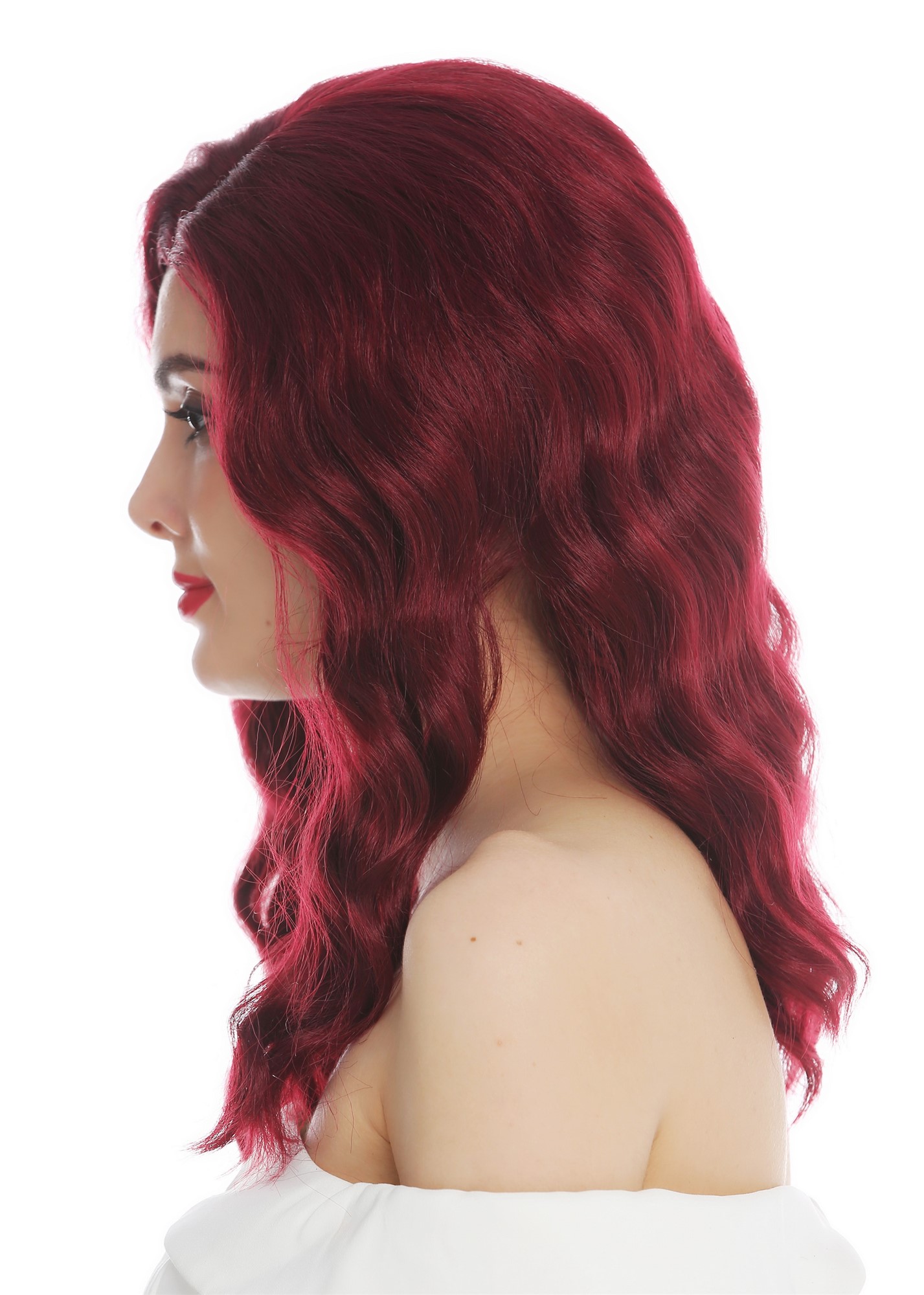 Lady wig long parting wavy waved classy 1930's Hollywood diva garnet red VK-58, view 4, WIG ME UP: Your Perücken Online Shop Quality Wigs, Ladies, garnet red, wavy, shoulder-length