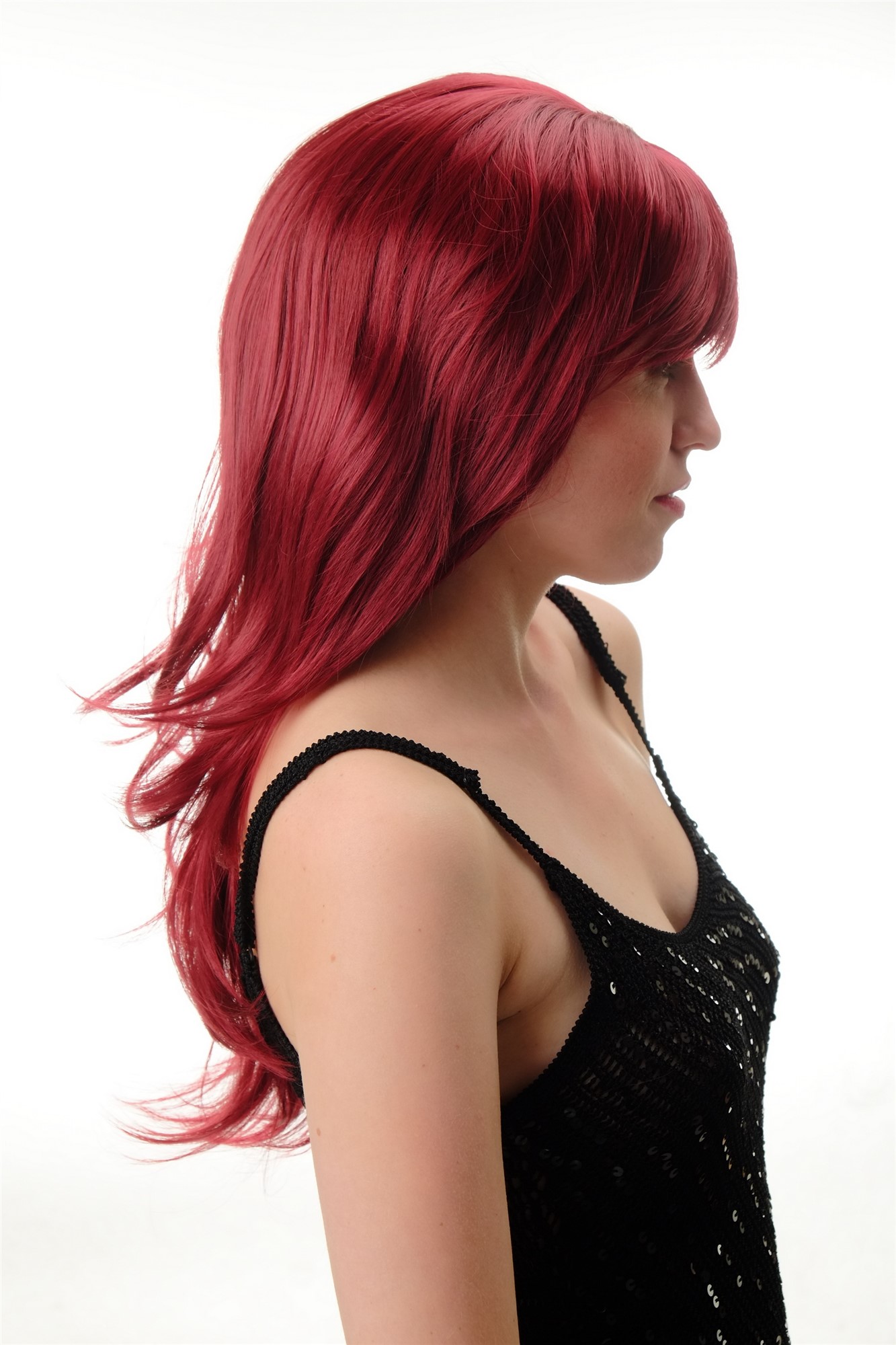 Lady wig long straight to wavy elaborately styled fringe burgundy red GFW244A, view 4, WIG ME UP: Your Perücken Online Shop Quality Wigs, Ladies, Red, wavy, long